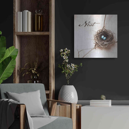 Luxe Metal Art 'Nest and Branch IV - Nest' by Debra Van Swearingen, Metal Wall Art,24x24