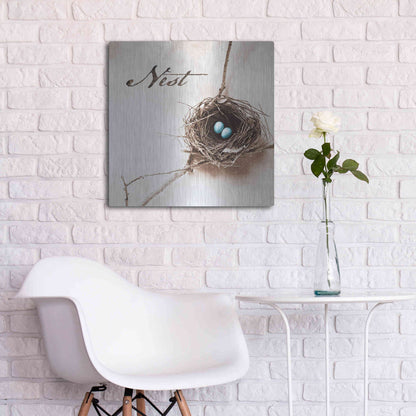 Luxe Metal Art 'Nest and Branch IV - Nest' by Debra Van Swearingen, Metal Wall Art,24x24