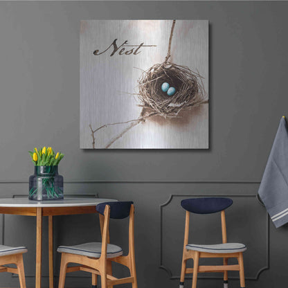 Luxe Metal Art 'Nest and Branch IV - Nest' by Debra Van Swearingen, Metal Wall Art,36x36