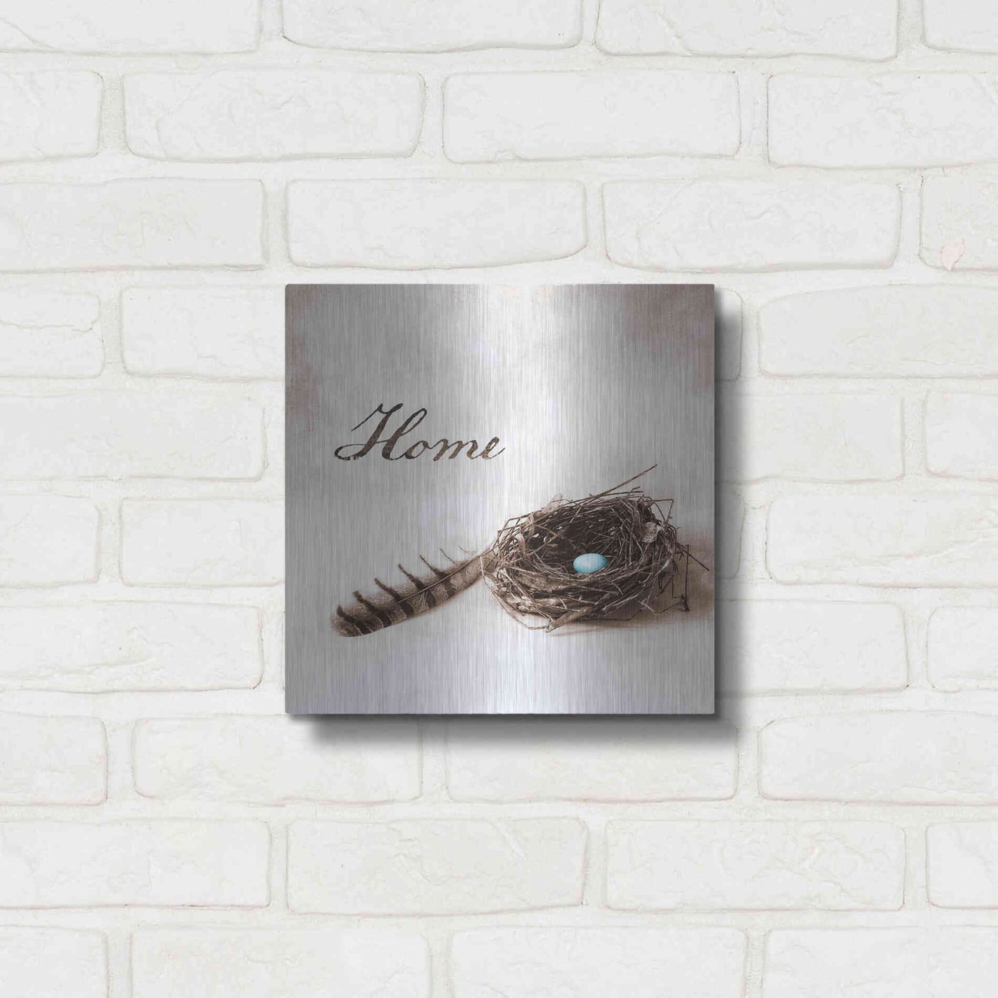 Luxe Metal Art 'Nestled IV - Home' by Debra Van Swearingen, Metal Wall Art,12x12
