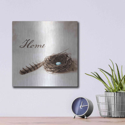 Luxe Metal Art 'Nestled IV - Home' by Debra Van Swearingen, Metal Wall Art,12x12