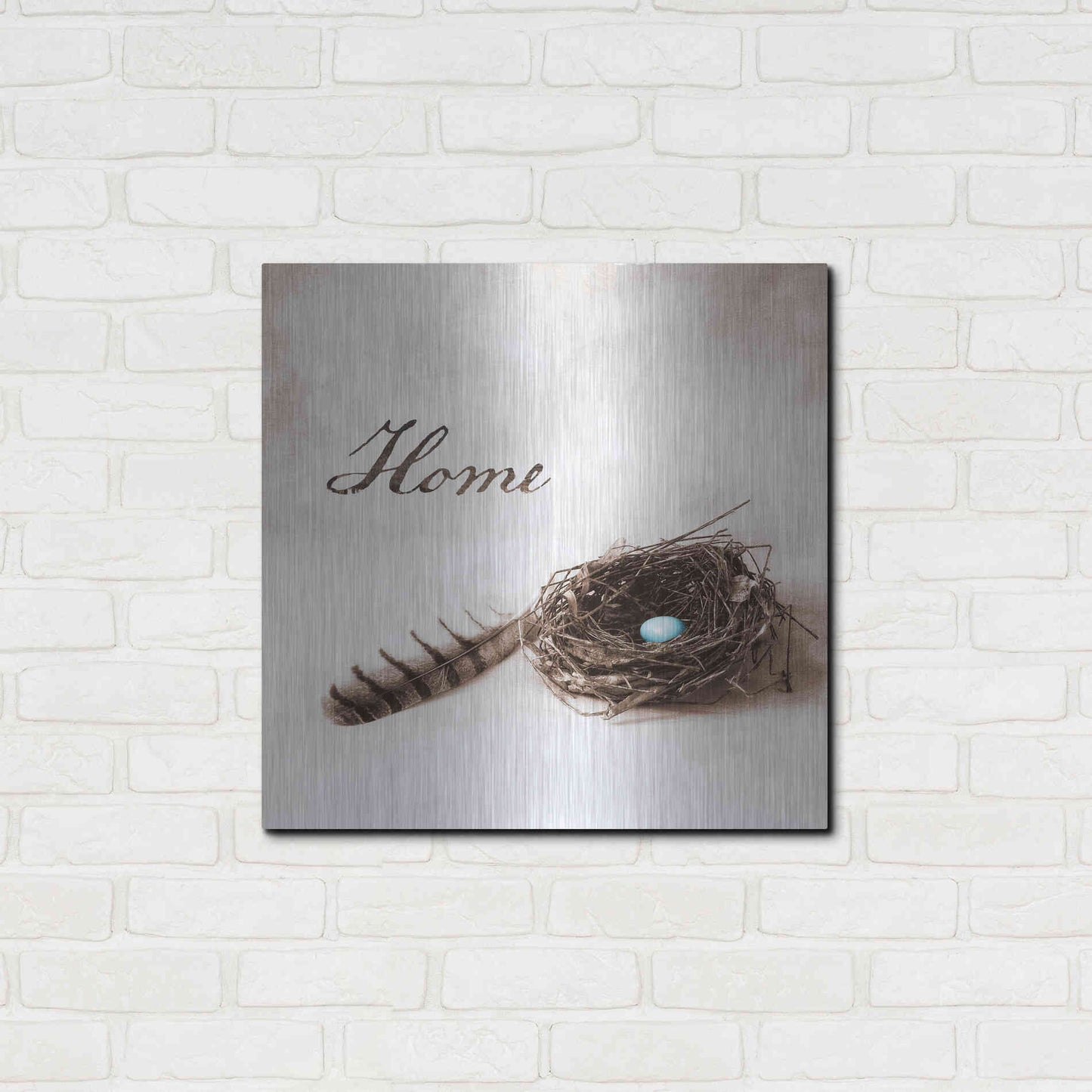 Luxe Metal Art 'Nestled IV - Home' by Debra Van Swearingen, Metal Wall Art,24x24