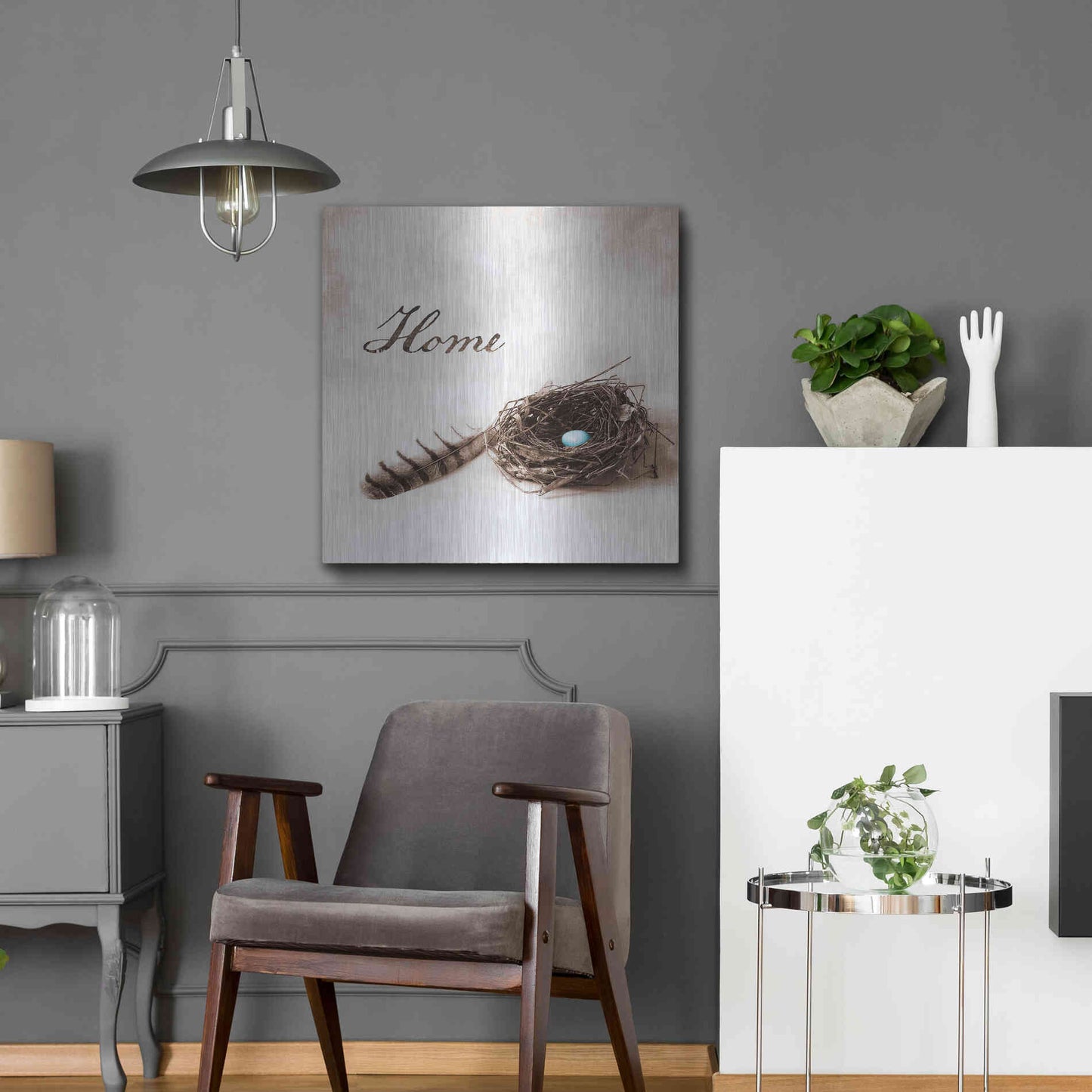 Luxe Metal Art 'Nestled IV - Home' by Debra Van Swearingen, Metal Wall Art,24x24