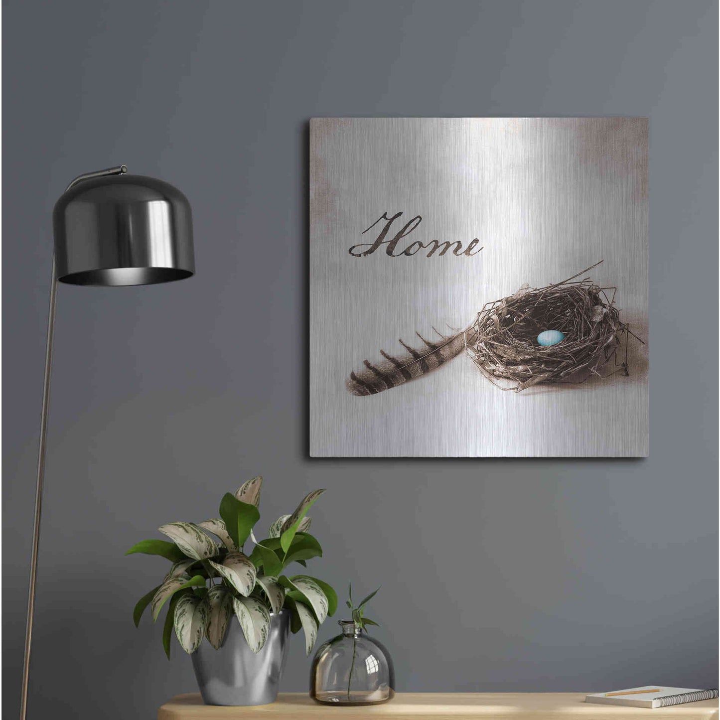Luxe Metal Art 'Nestled IV - Home' by Debra Van Swearingen, Metal Wall Art,24x24