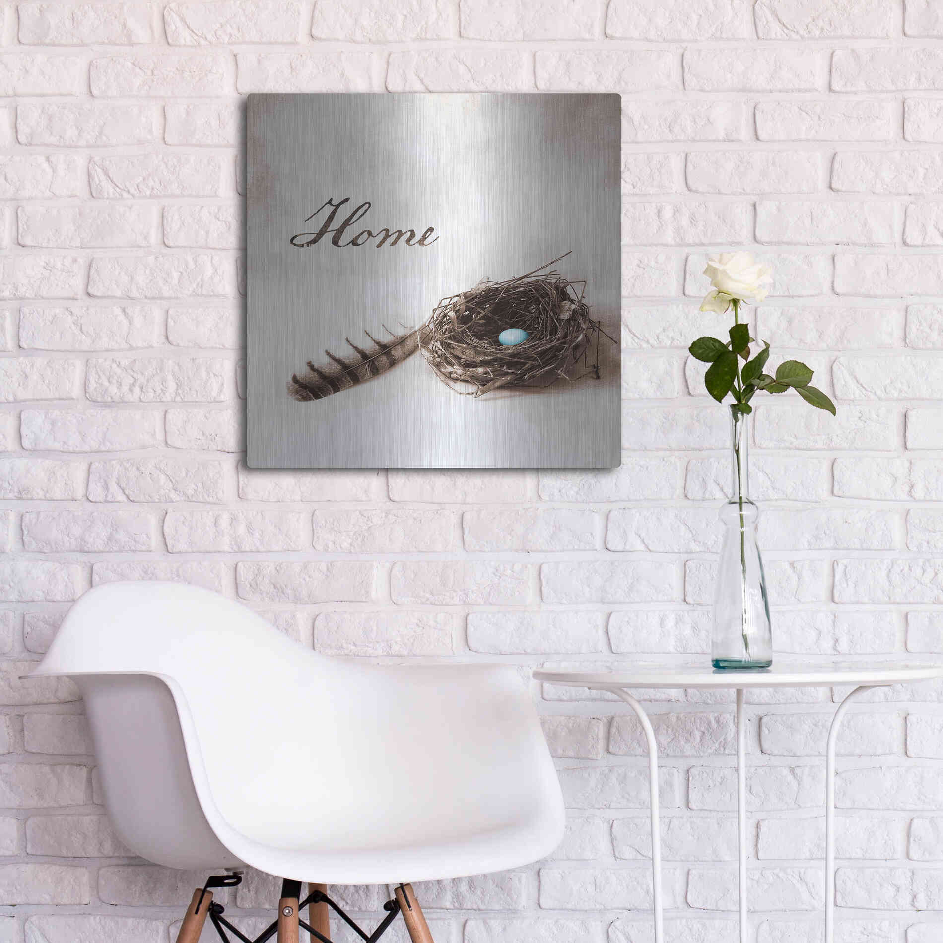 Luxe Metal Art 'Nestled IV - Home' by Debra Van Swearingen, Metal Wall Art,24x24