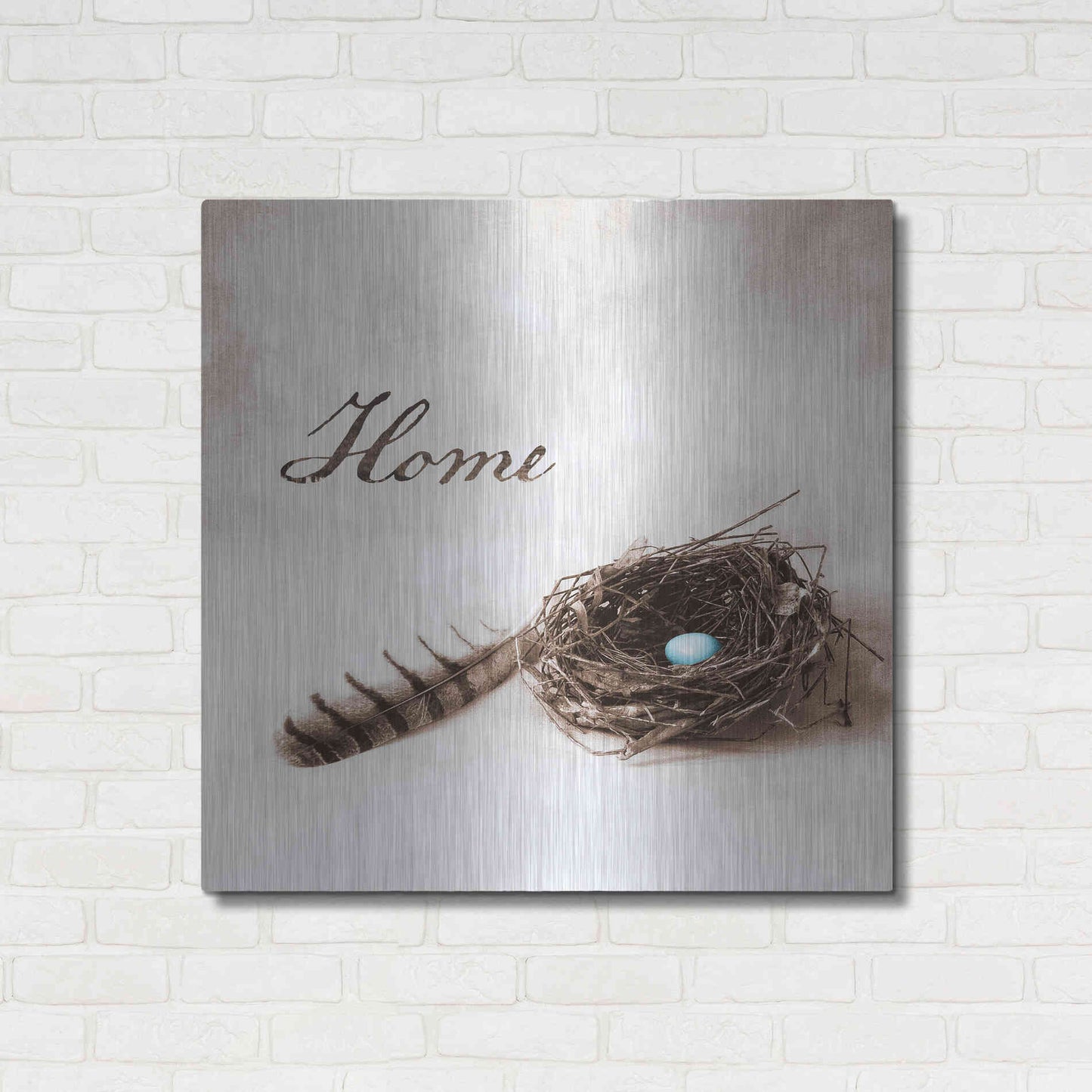 Luxe Metal Art 'Nestled IV - Home' by Debra Van Swearingen, Metal Wall Art,36x36