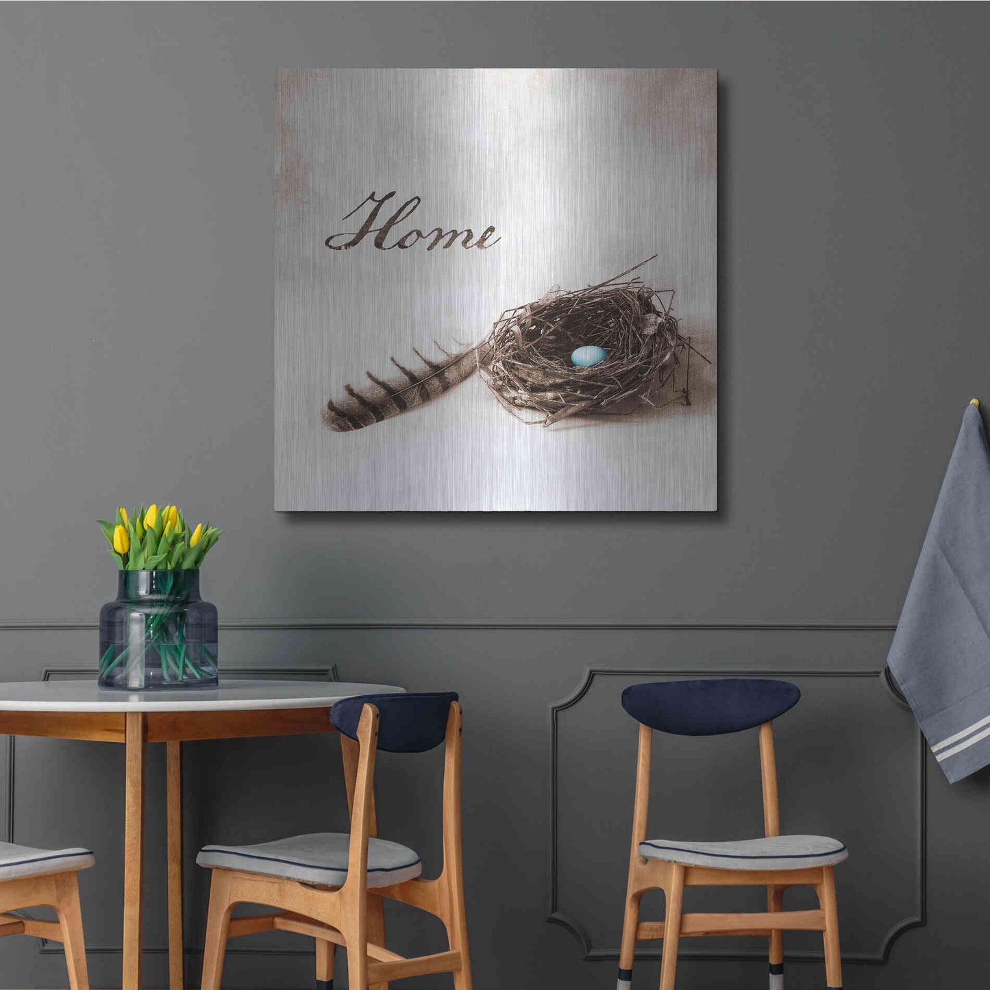 Luxe Metal Art 'Nestled IV - Home' by Debra Van Swearingen, Metal Wall Art,36x36