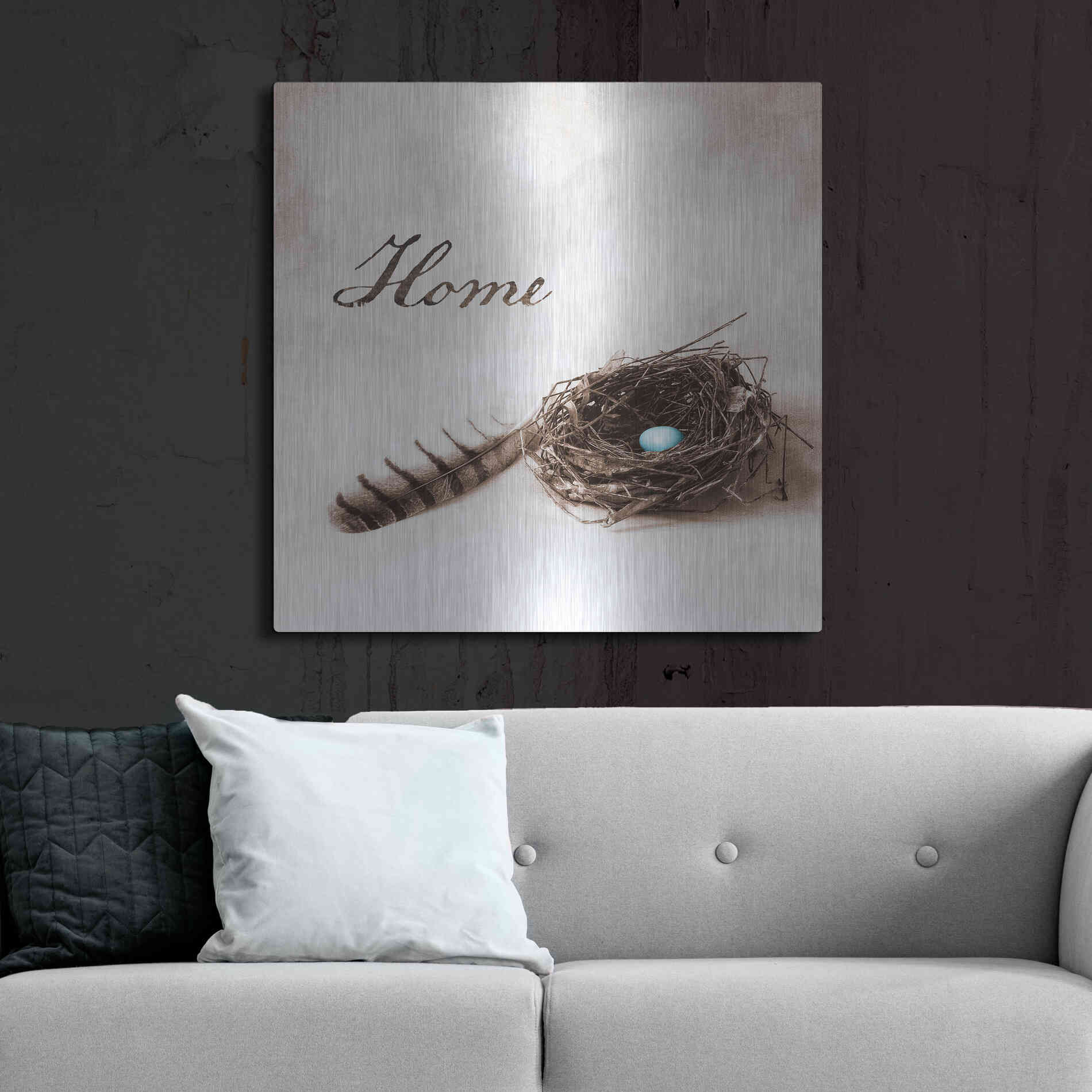 Luxe Metal Art 'Nestled IV - Home' by Debra Van Swearingen, Metal Wall Art,36x36