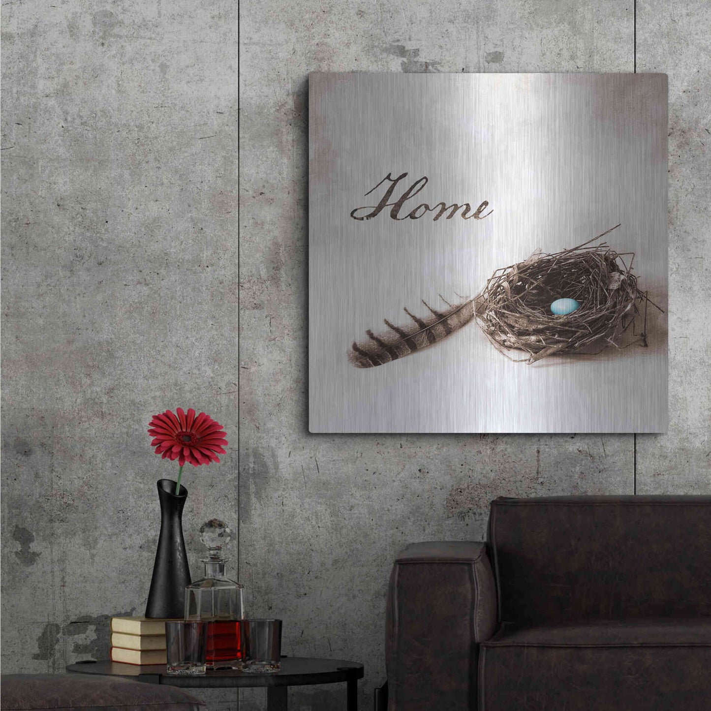 Luxe Metal Art 'Nestled IV - Home' by Debra Van Swearingen, Metal Wall Art,36x36