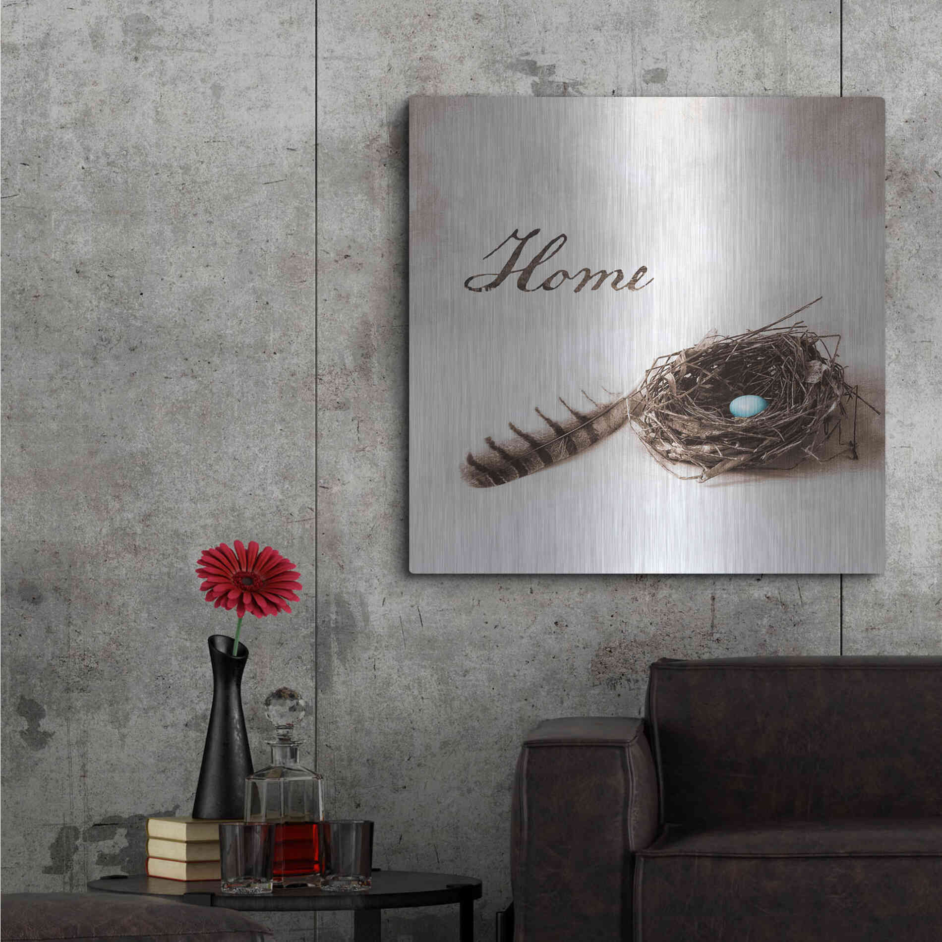 Luxe Metal Art 'Nestled IV - Home' by Debra Van Swearingen, Metal Wall Art,36x36