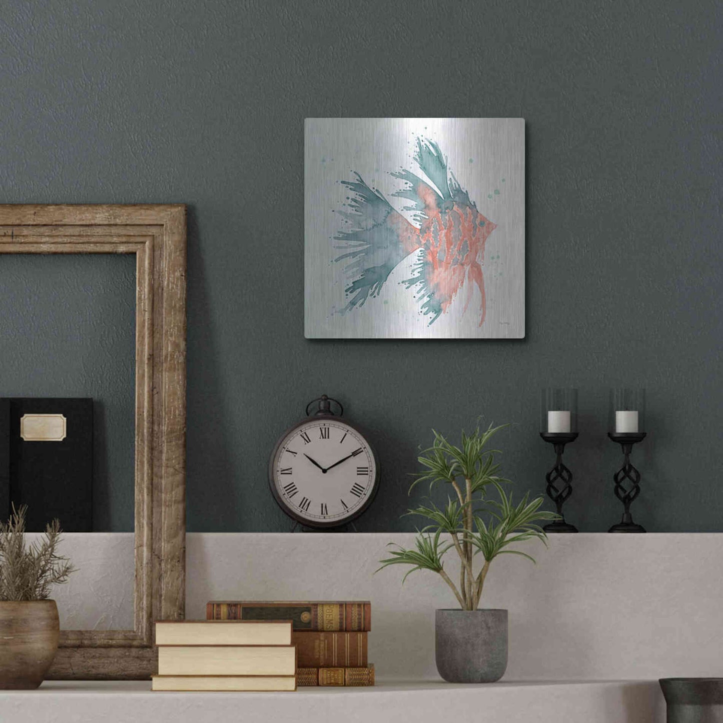 Luxe Metal Art 'Splash V' by Elyse DeNeige, Metal Wall Art,12x12