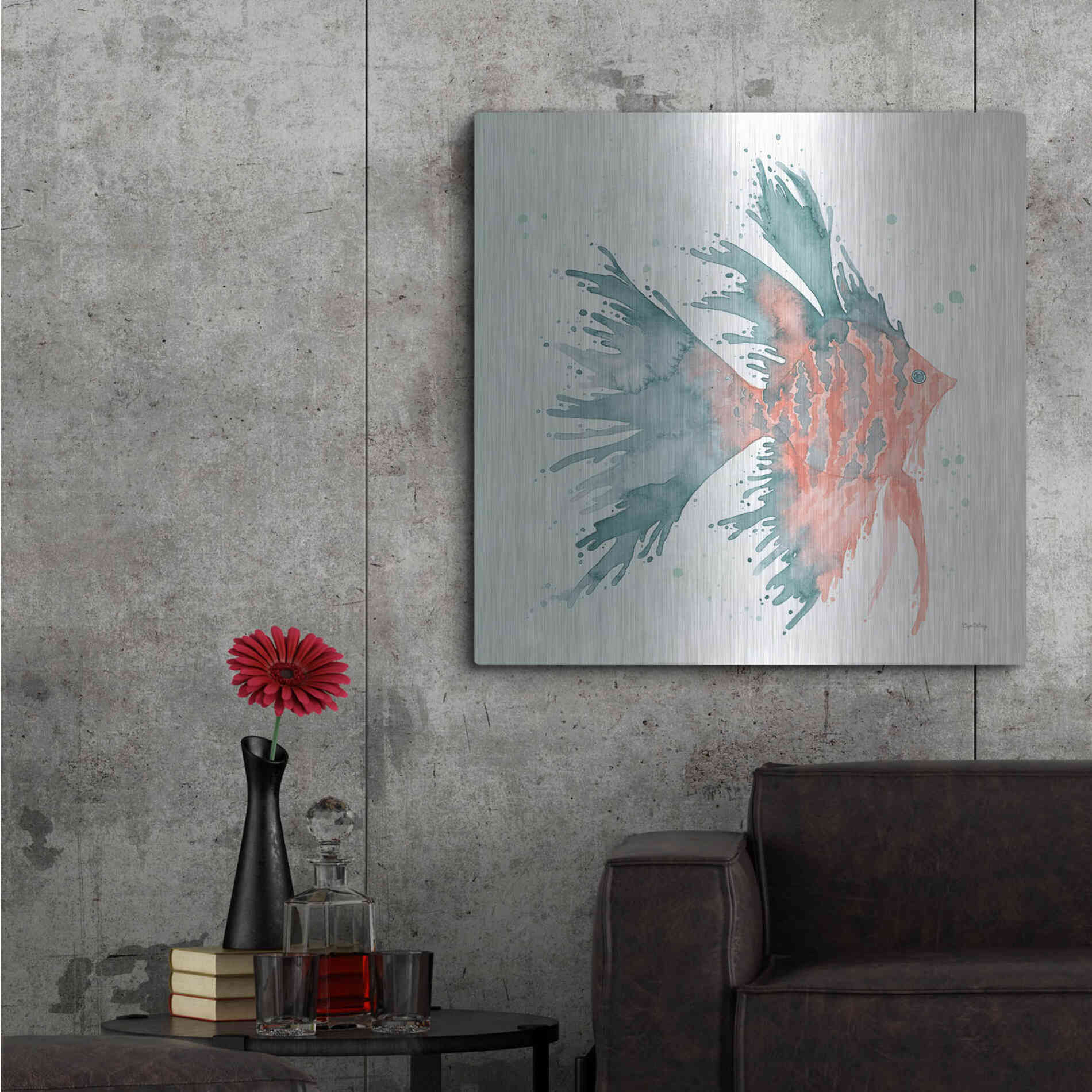 Luxe Metal Art 'Splash V' by Elyse DeNeige, Metal Wall Art,36x36