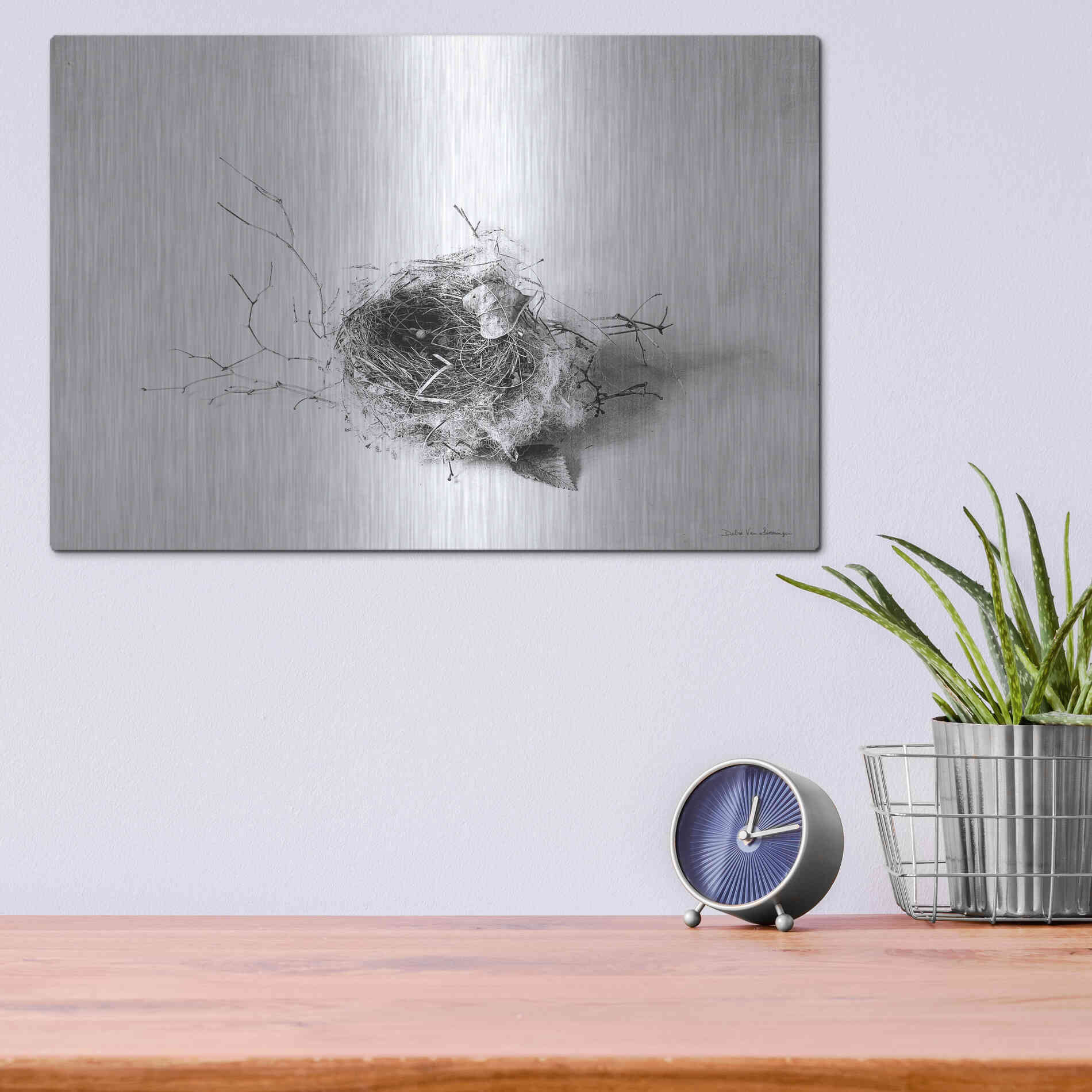 Luxe Metal Art 'Nestled III' by Debra Van Swearingen, Metal Wall Art,16x12