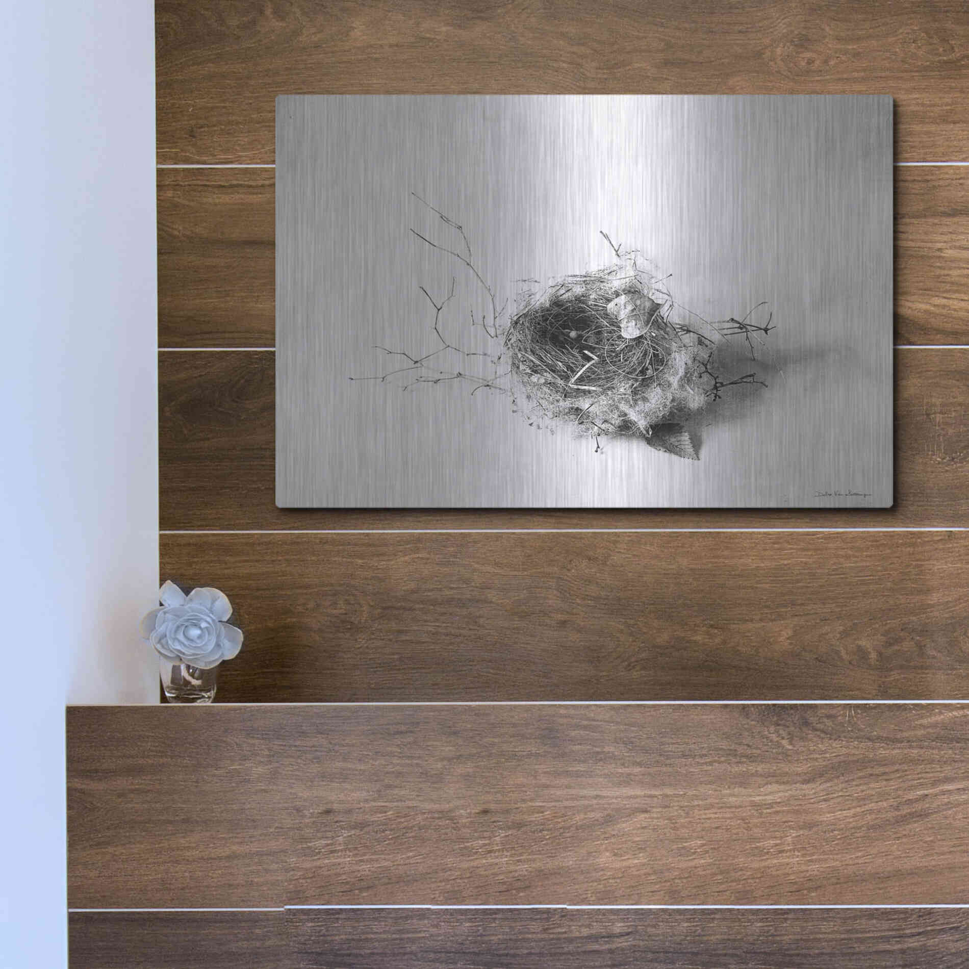 Luxe Metal Art 'Nestled III' by Debra Van Swearingen, Metal Wall Art,16x12