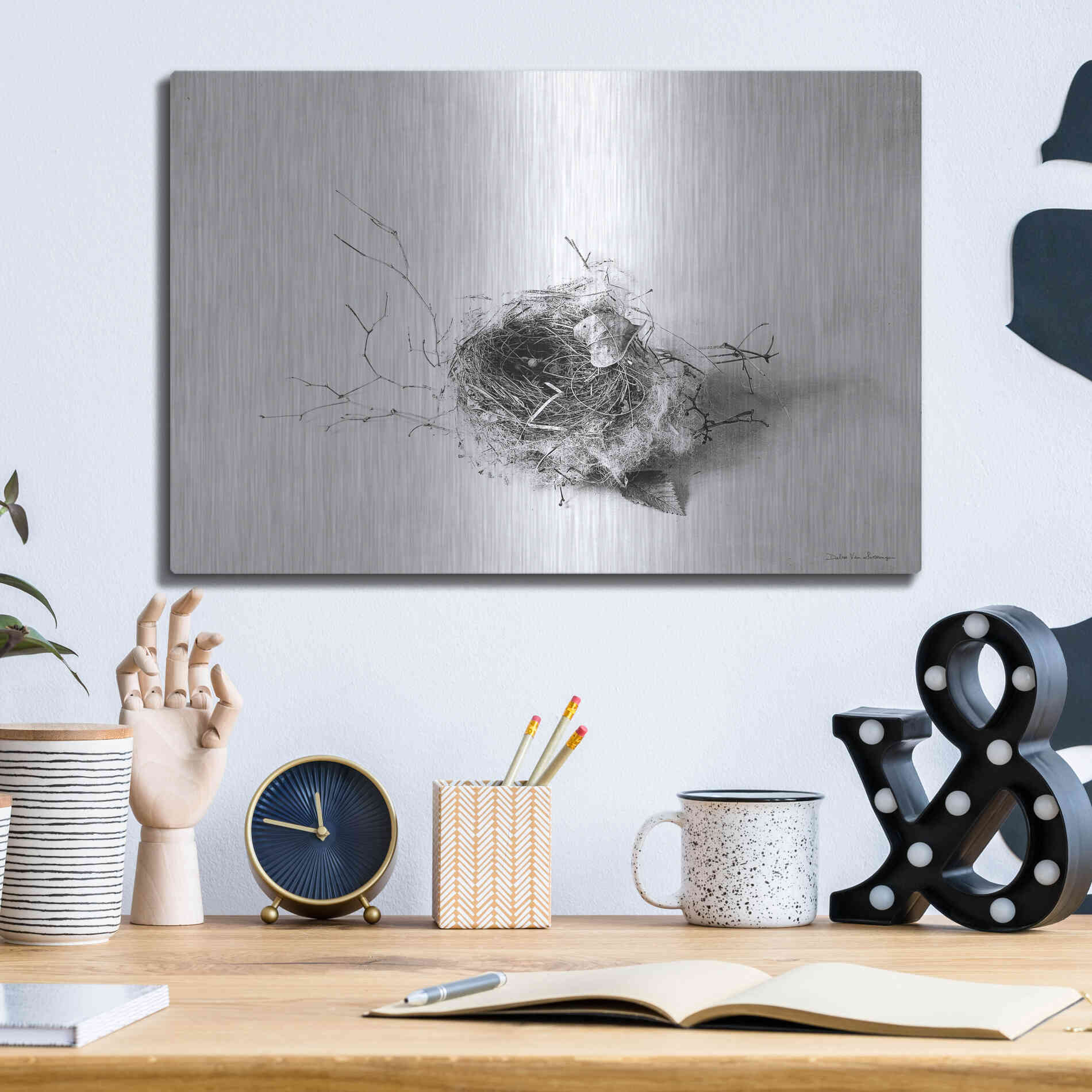 Luxe Metal Art 'Nestled III' by Debra Van Swearingen, Metal Wall Art,16x12