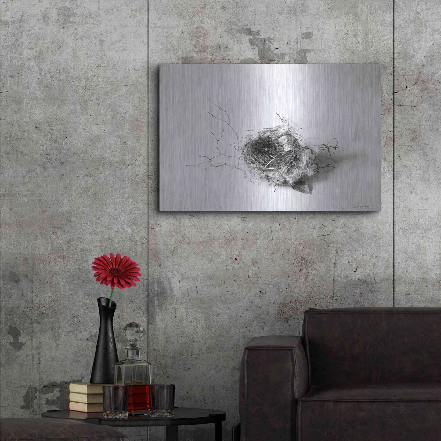 Luxe Metal Art 'Nestled III' by Debra Van Swearingen, Metal Wall Art,36x24