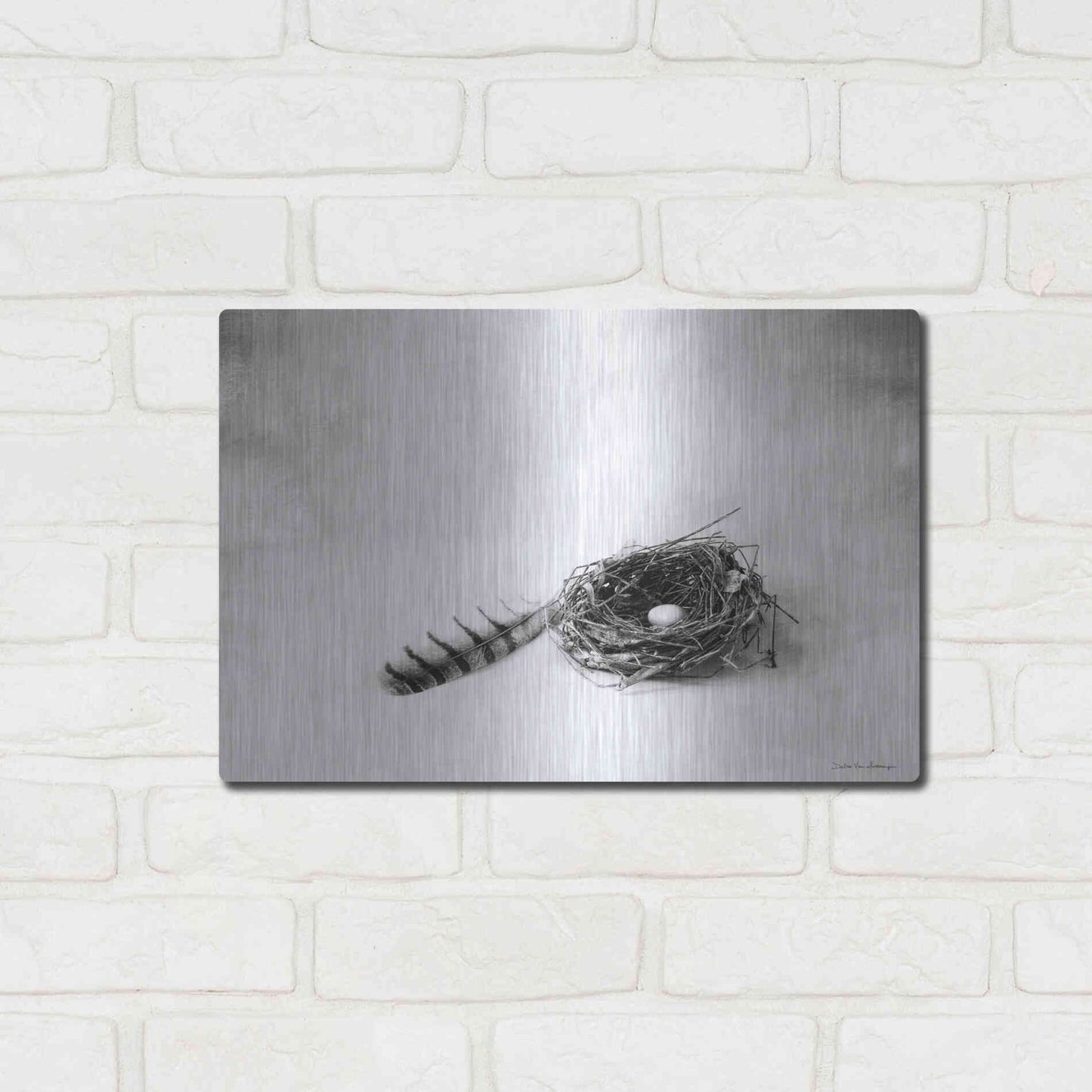 Luxe Metal Art 'Nestled IV' by Debra Van Swearingen, Metal Wall Art,16x12