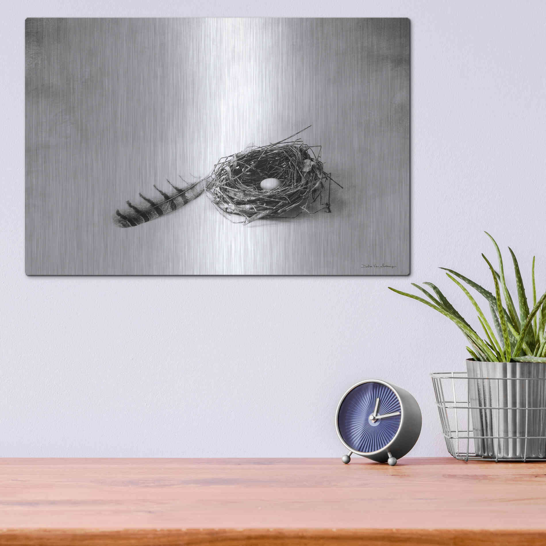 Luxe Metal Art 'Nestled IV' by Debra Van Swearingen, Metal Wall Art,16x12