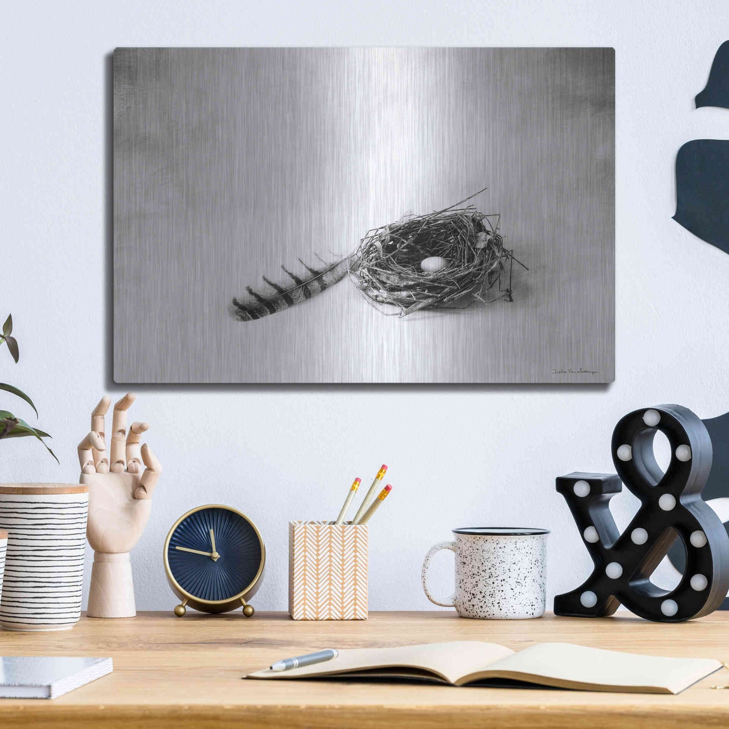 Luxe Metal Art 'Nestled IV' by Debra Van Swearingen, Metal Wall Art,16x12