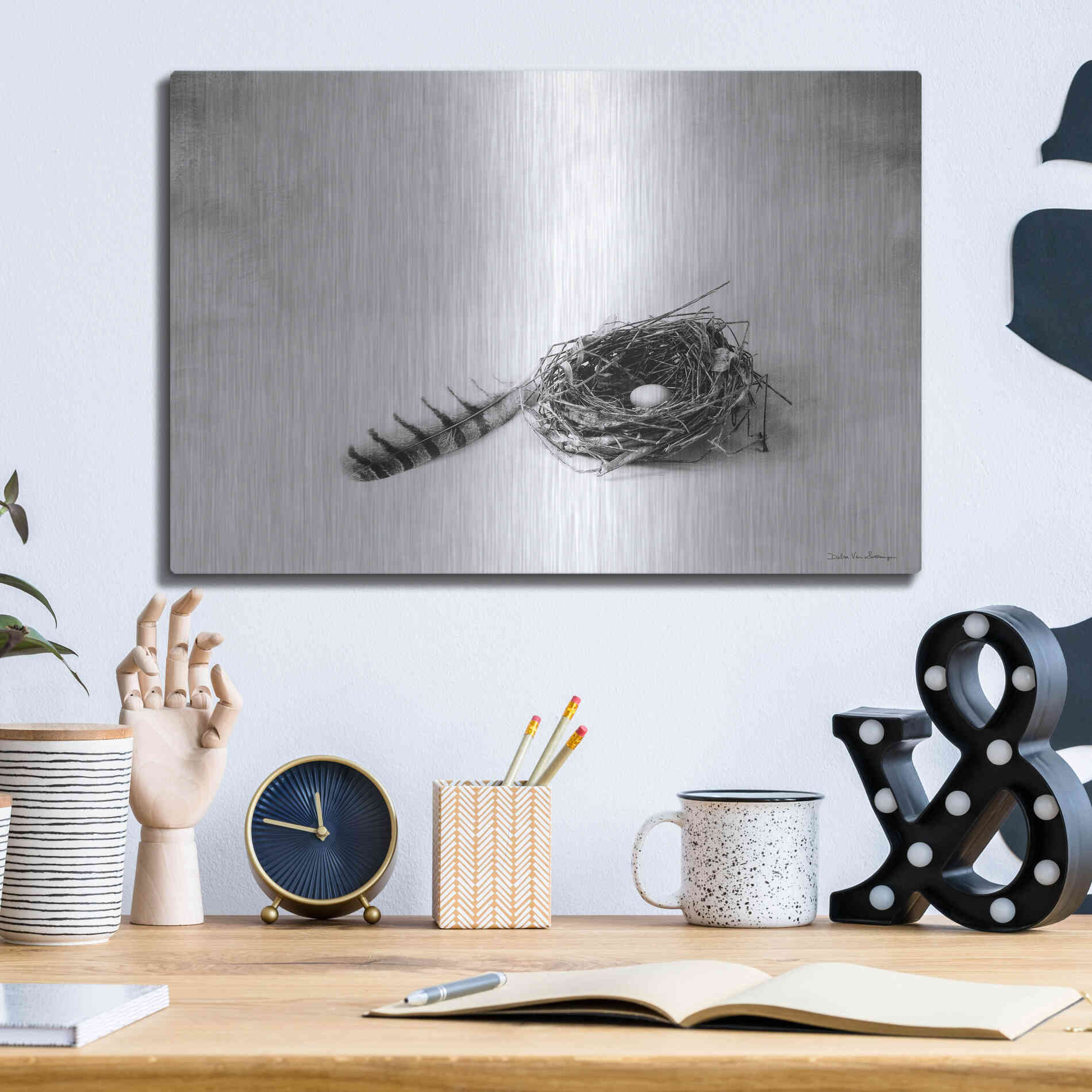 Luxe Metal Art 'Nestled IV' by Debra Van Swearingen, Metal Wall Art,16x12