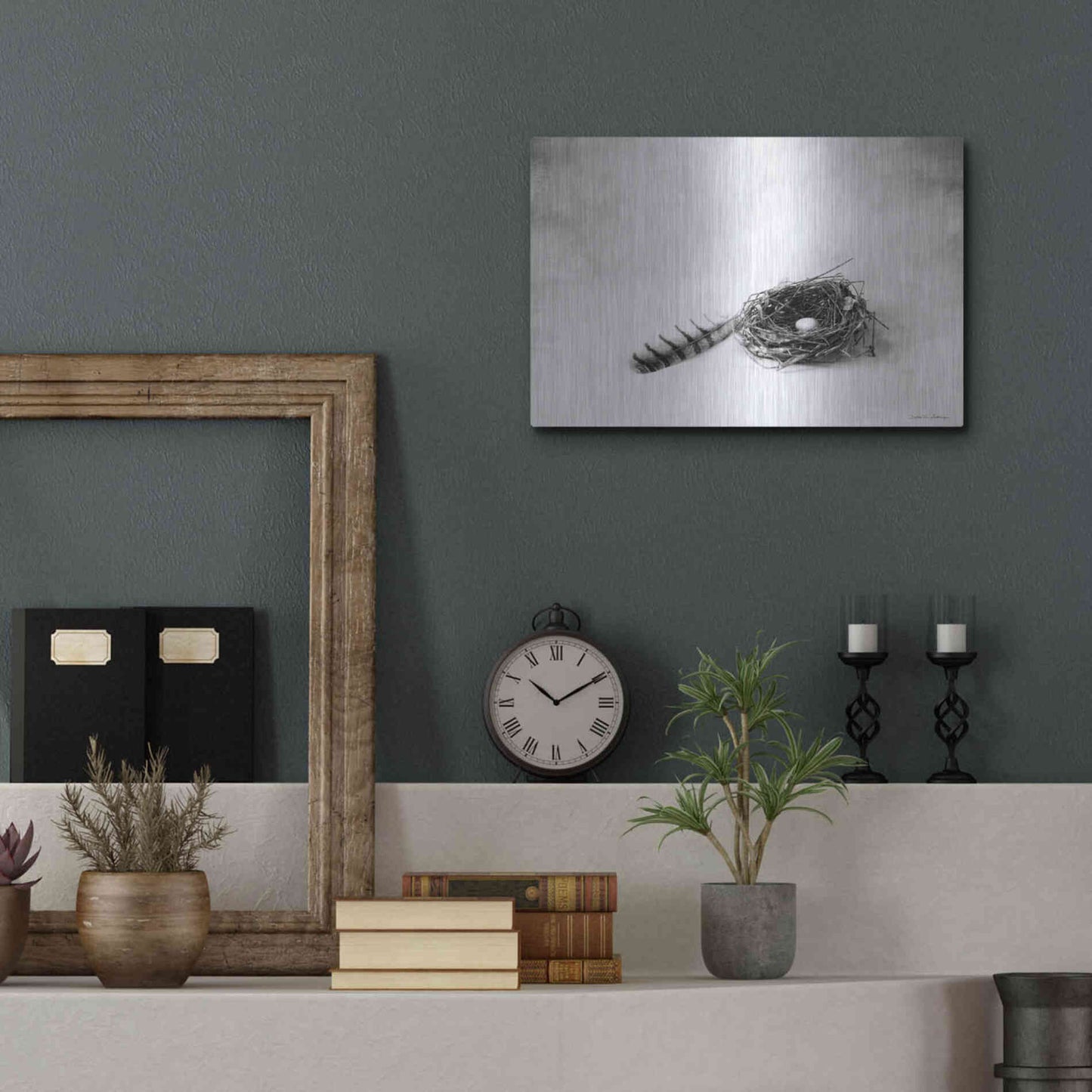 Luxe Metal Art 'Nestled IV' by Debra Van Swearingen, Metal Wall Art,16x12