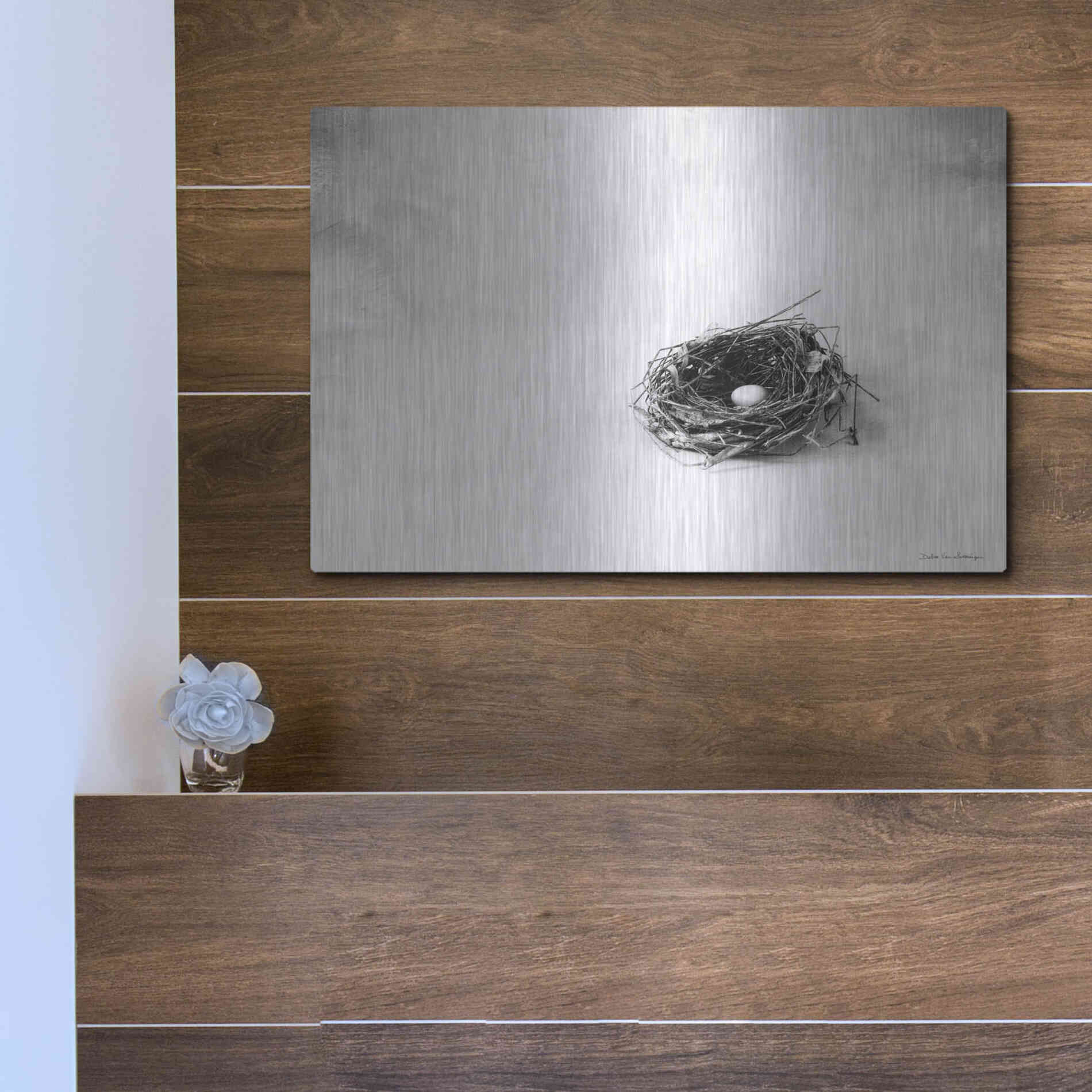 Luxe Metal Art 'Nestled V' by Debra Van Swearingen, Metal Wall Art,16x12