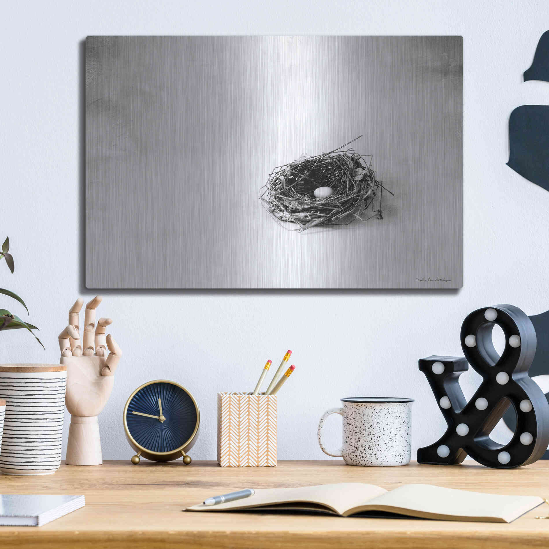 Luxe Metal Art 'Nestled V' by Debra Van Swearingen, Metal Wall Art,16x12