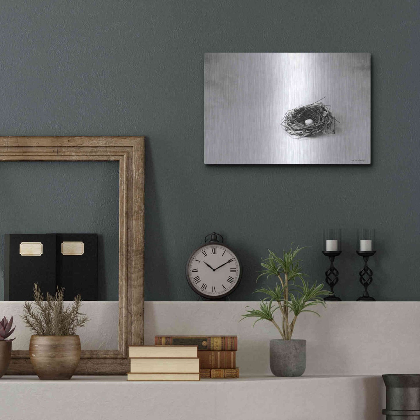 Luxe Metal Art 'Nestled V' by Debra Van Swearingen, Metal Wall Art,16x12