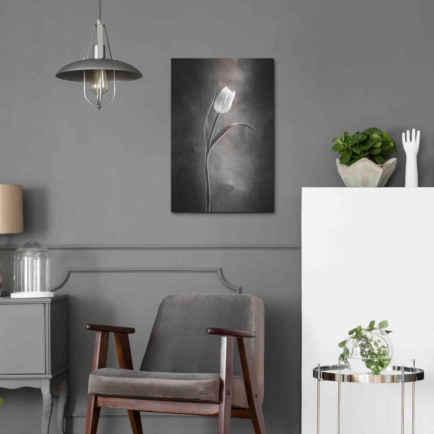 Luxe Metal Art 'Two Tone Tulips I' by Debra Van Swearingen, Metal Wall Art,16x24