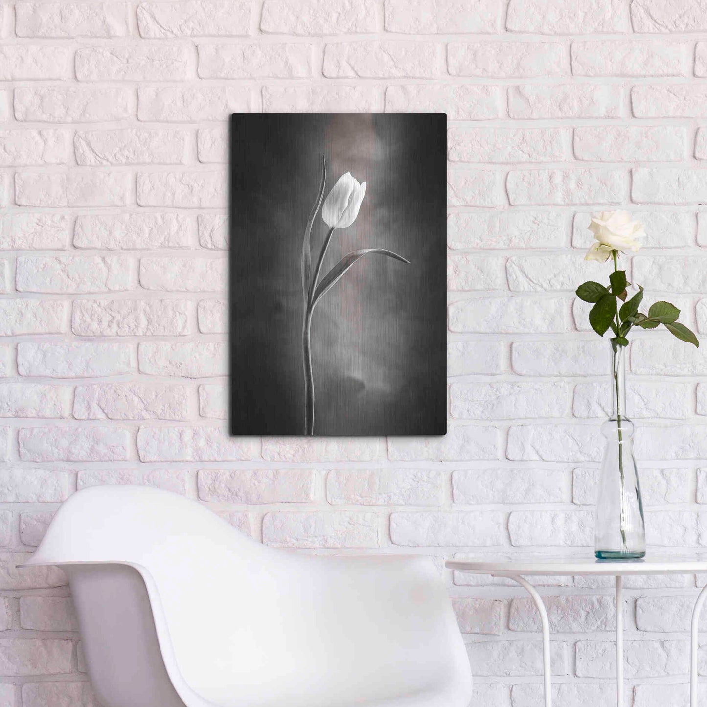 Luxe Metal Art 'Two Tone Tulips I' by Debra Van Swearingen, Metal Wall Art,16x24