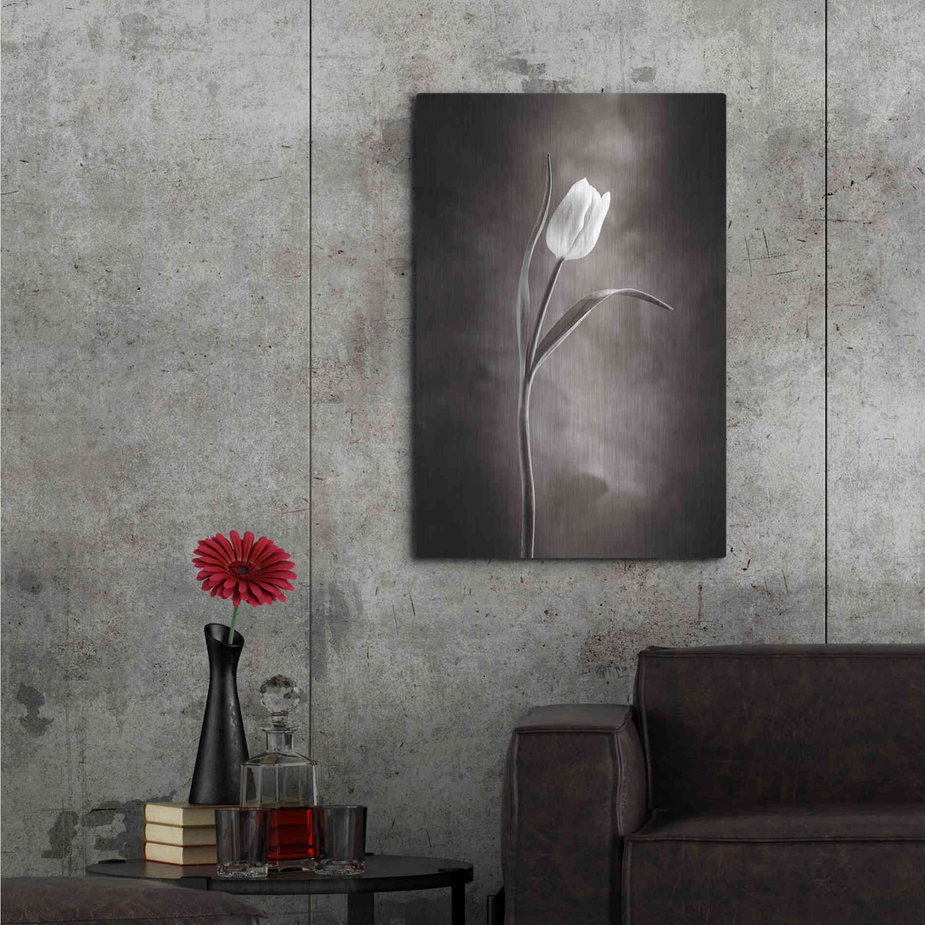 Luxe Metal Art 'Two Tone Tulips I' by Debra Van Swearingen, Metal Wall Art,24x36