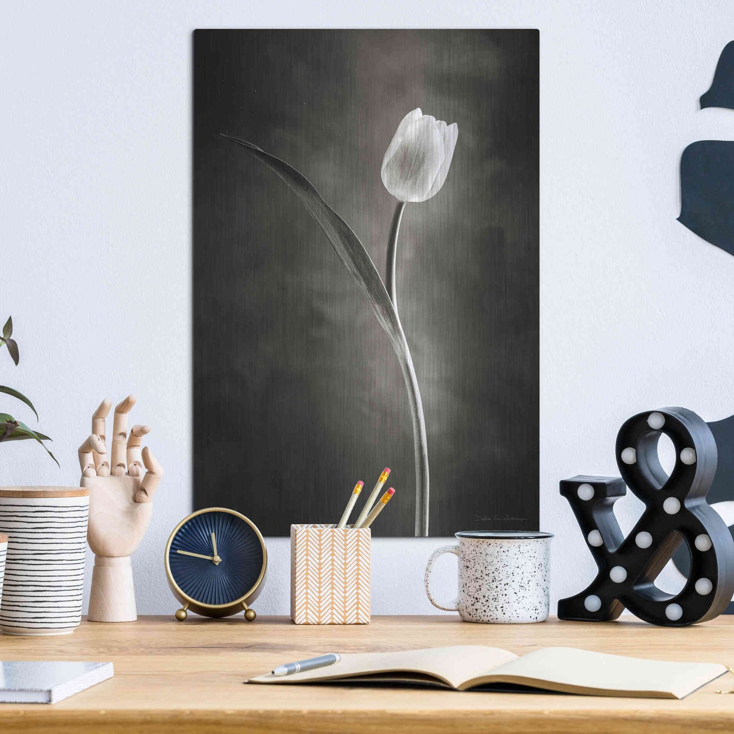 Luxe Metal Art 'Two Tone Tulips II' by Debra Van Swearingen, Metal Wall Art,12x16