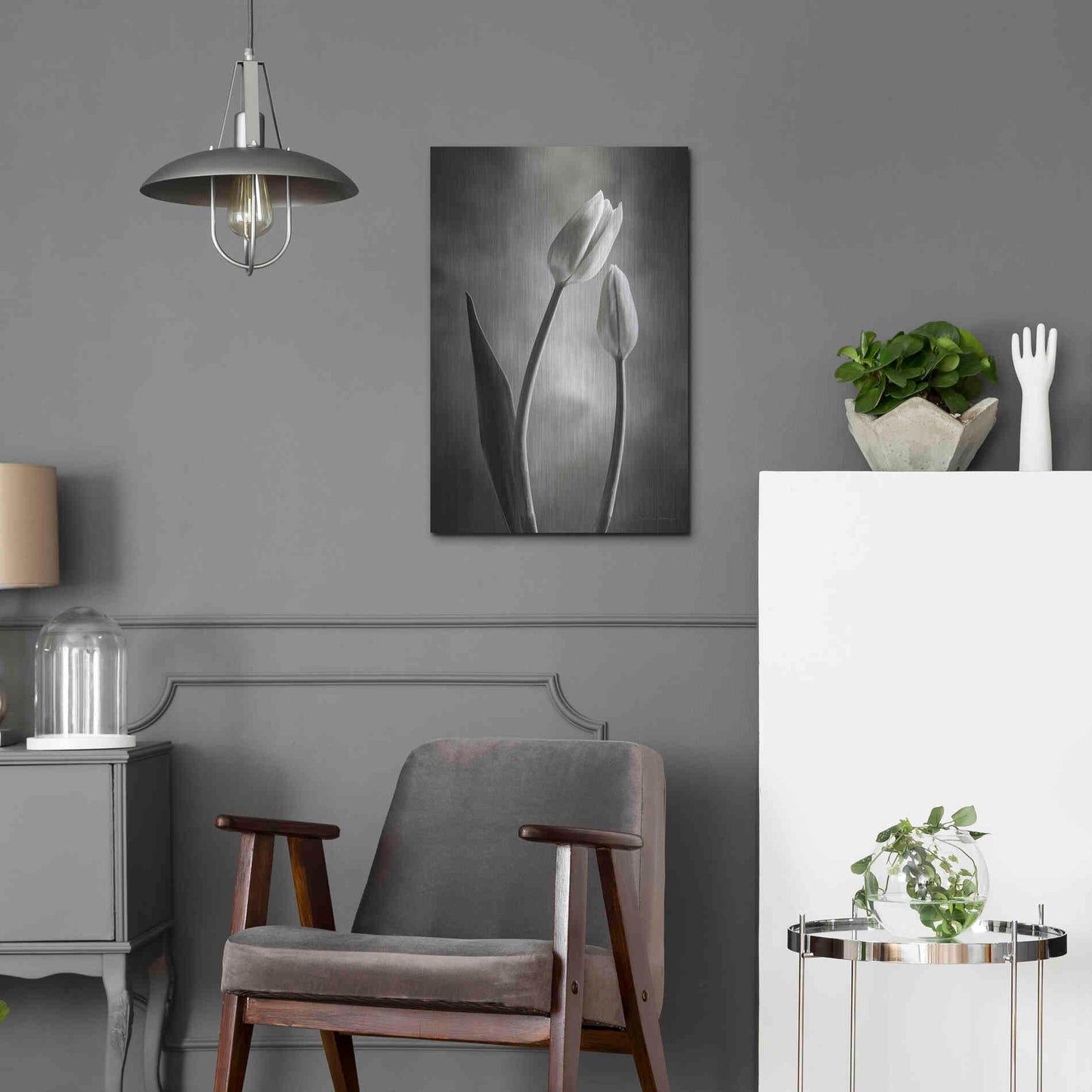 Luxe Metal Art 'Two Tone Tulips III' by Debra Van Swearingen, Metal Wall Art,16x24