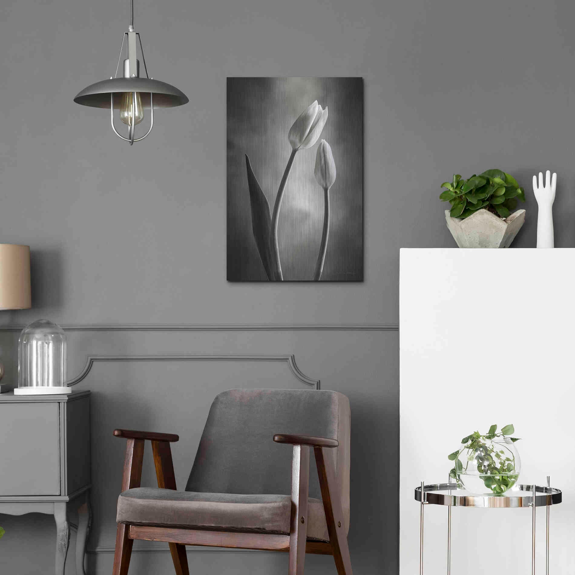 Luxe Metal Art 'Two Tone Tulips III' by Debra Van Swearingen, Metal Wall Art,16x24