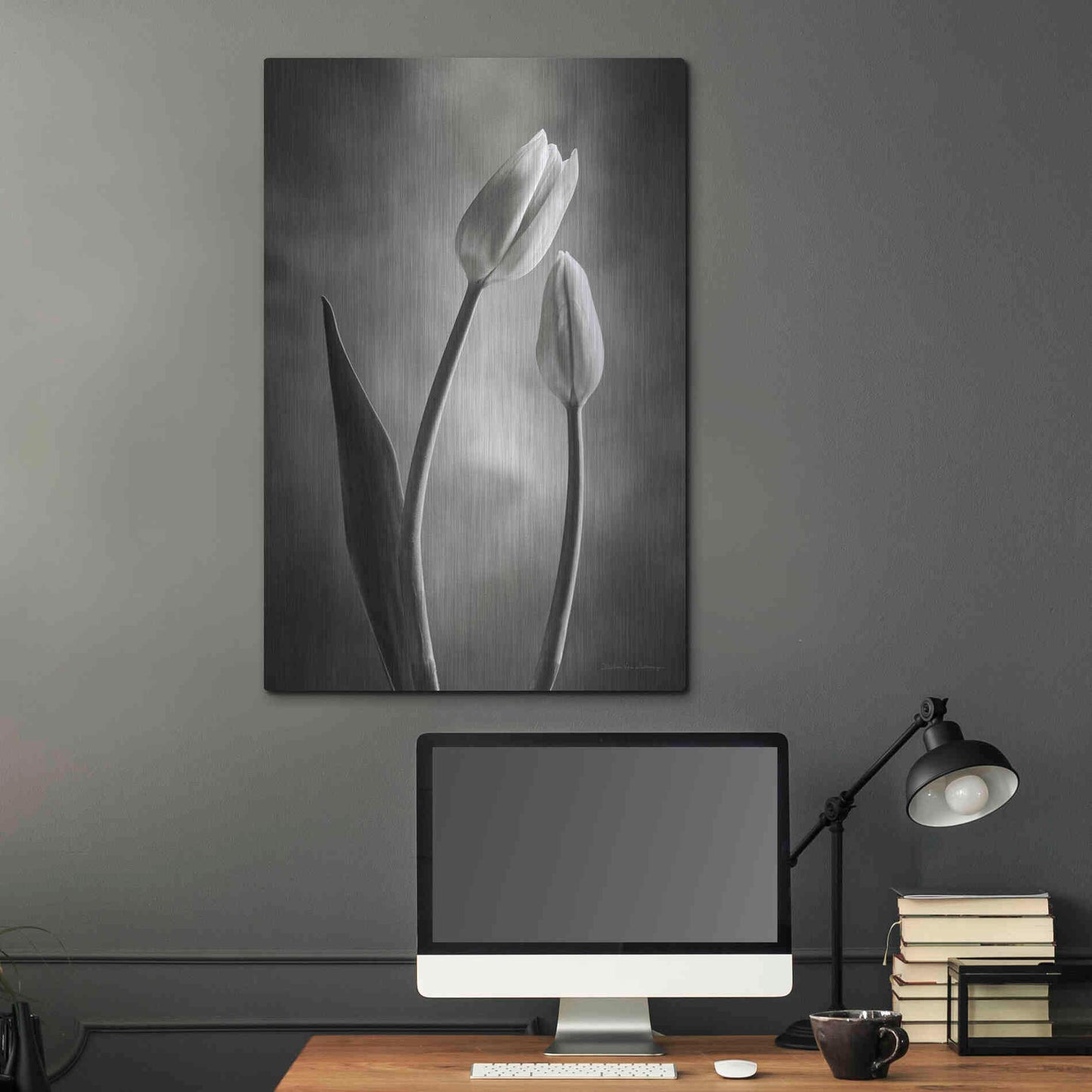 Luxe Metal Art 'Two Tone Tulips III' by Debra Van Swearingen, Metal Wall Art,24x36