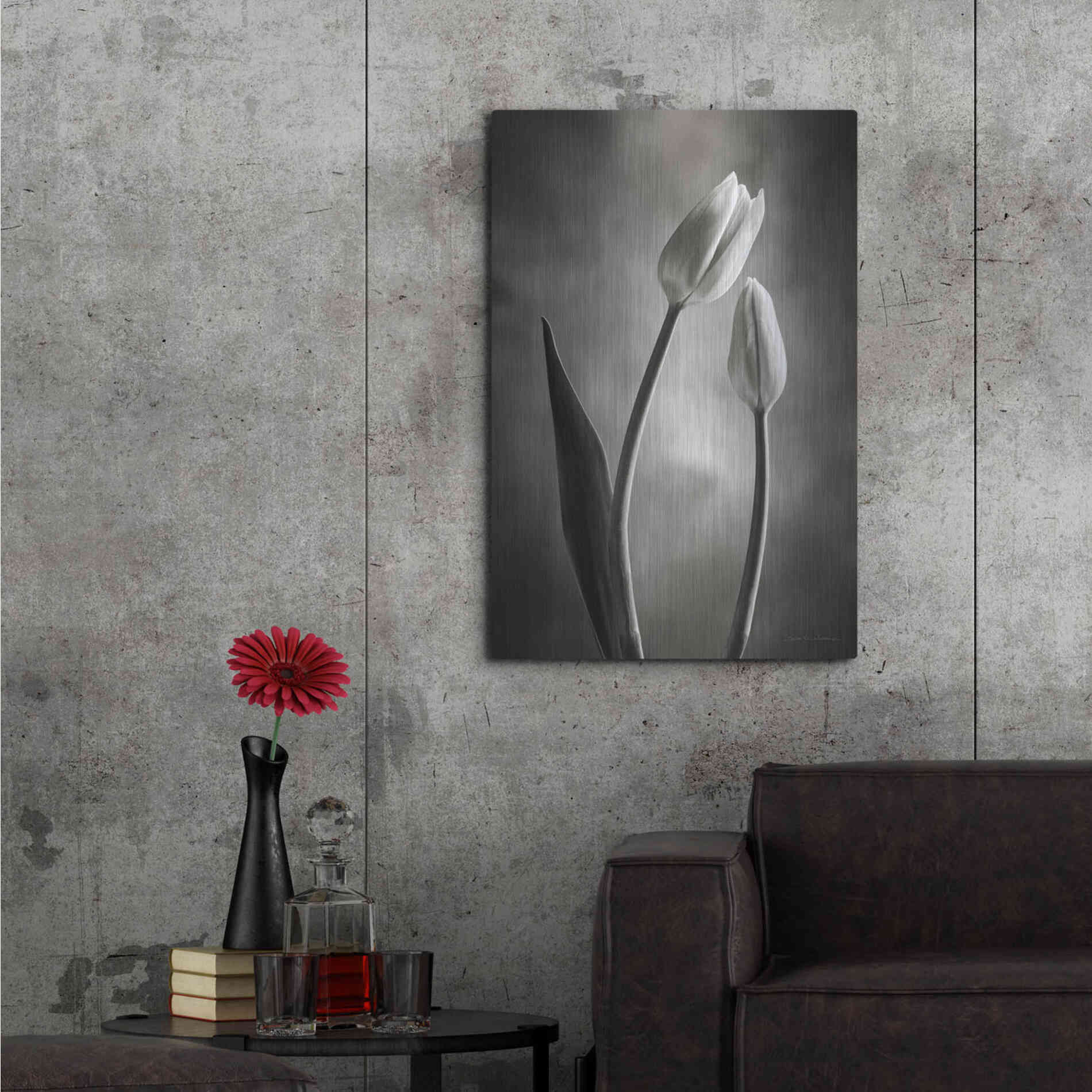 Luxe Metal Art 'Two Tone Tulips III' by Debra Van Swearingen, Metal Wall Art,24x36