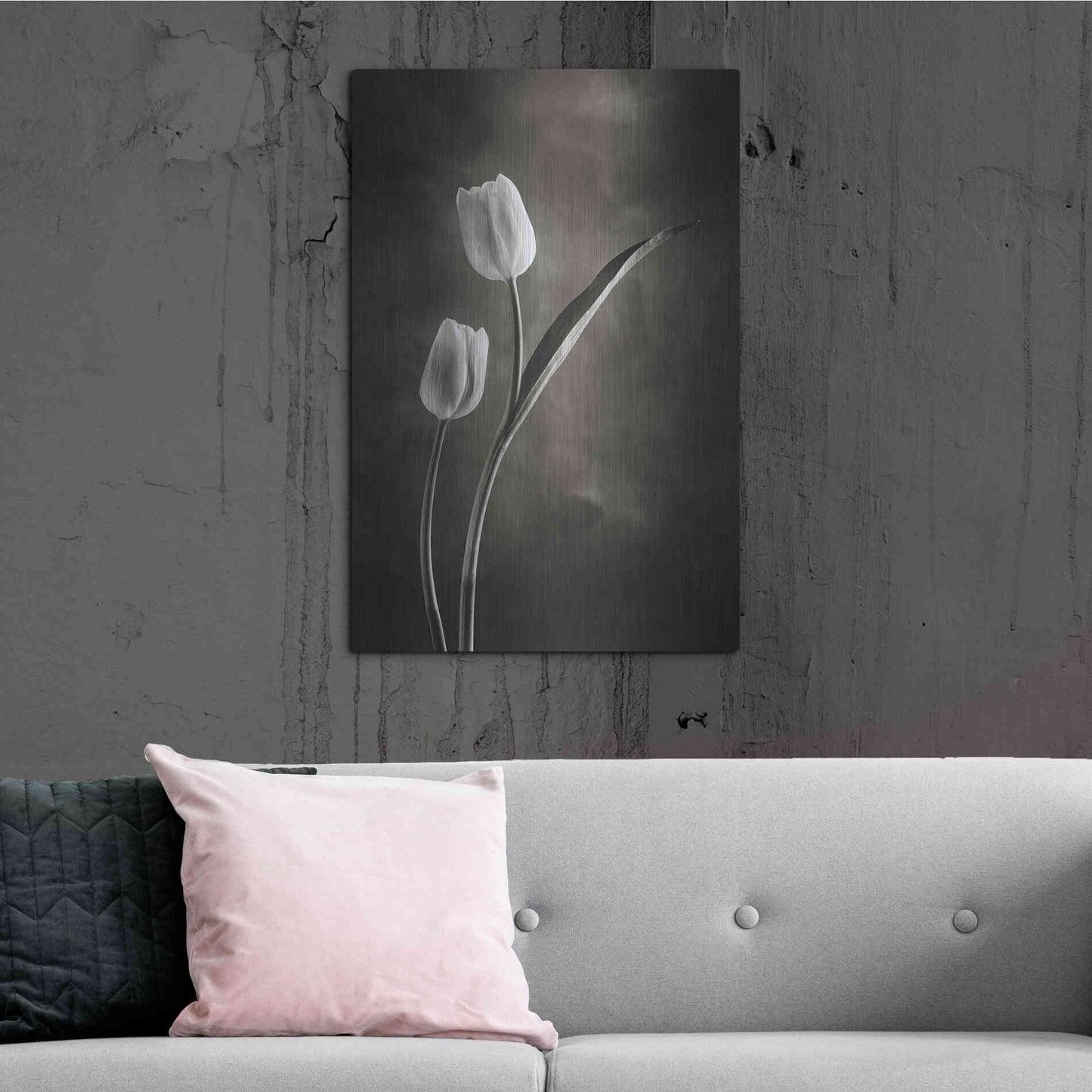 Luxe Metal Art 'Two Tone Tulips IV' by Debra Van Swearingen, Metal Wall Art,24x36