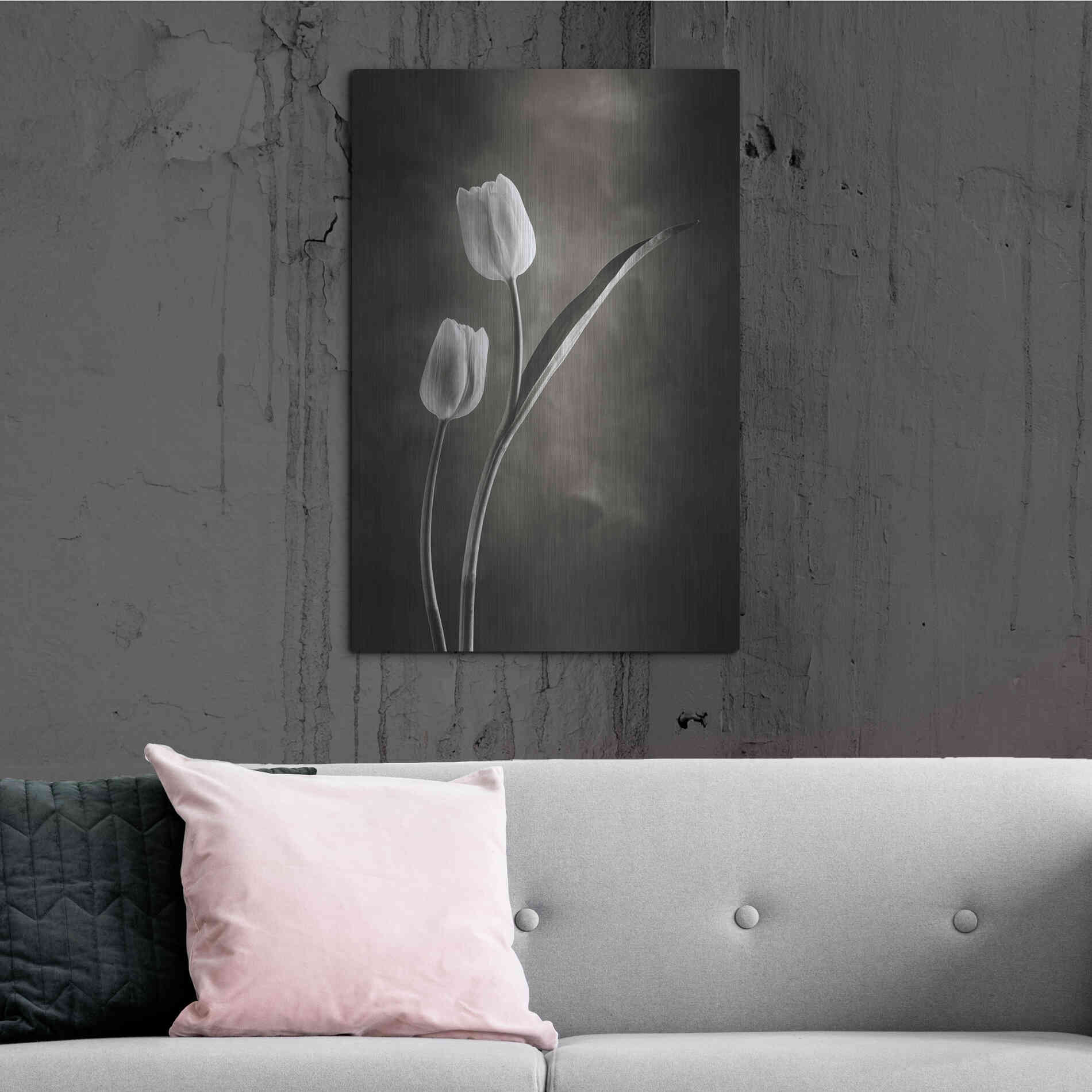 Luxe Metal Art 'Two Tone Tulips IV' by Debra Van Swearingen, Metal Wall Art,24x36