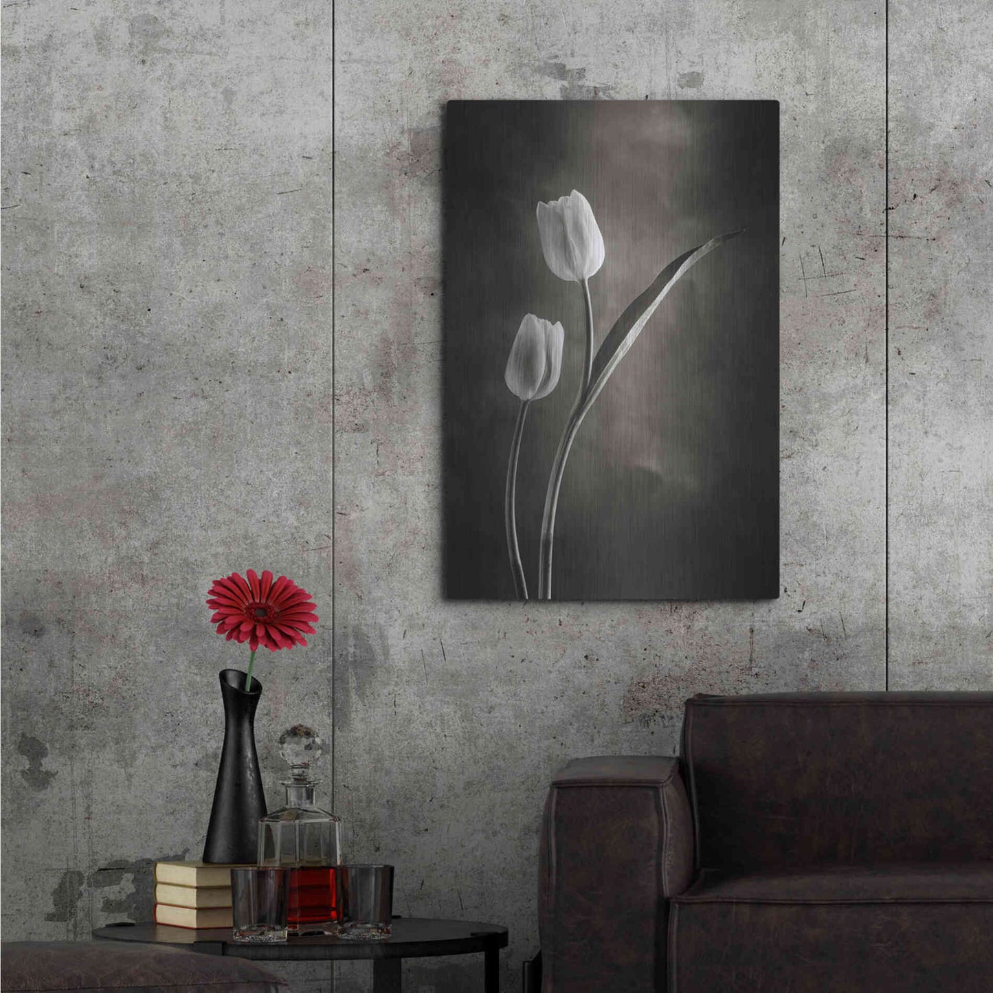 Luxe Metal Art 'Two Tone Tulips IV' by Debra Van Swearingen, Metal Wall Art,24x36