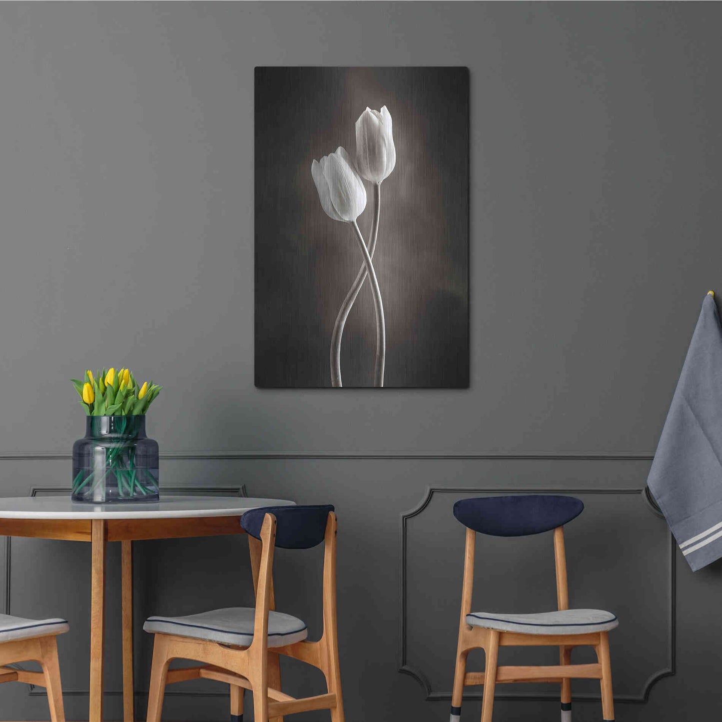 Luxe Metal Art 'Two Tone Tulips V' by Debra Van Swearingen, Metal Wall Art,24x36