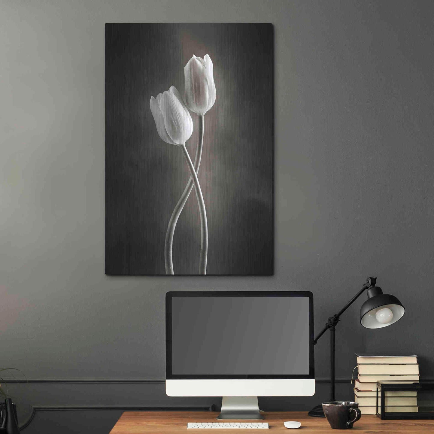Luxe Metal Art 'Two Tone Tulips V' by Debra Van Swearingen, Metal Wall Art,24x36