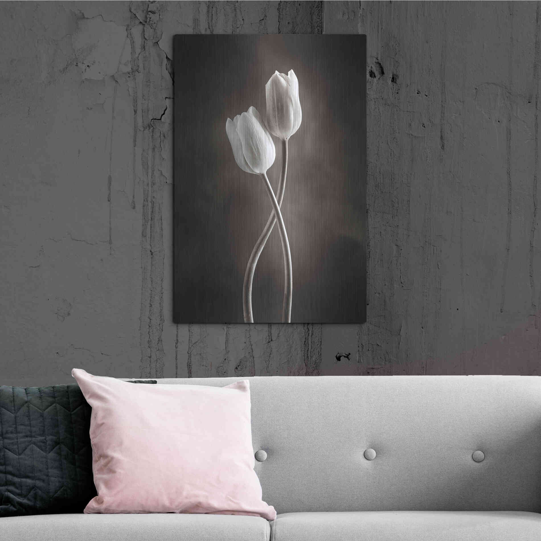 Luxe Metal Art 'Two Tone Tulips V' by Debra Van Swearingen, Metal Wall Art,24x36