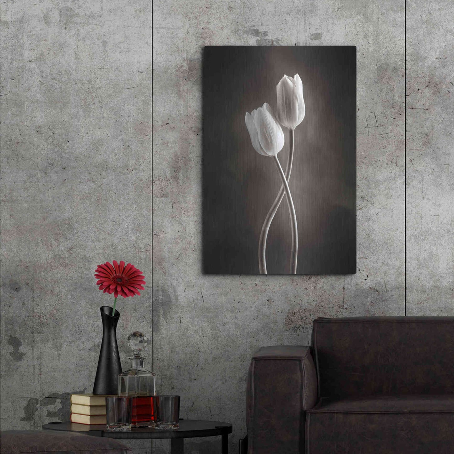 Luxe Metal Art 'Two Tone Tulips V' by Debra Van Swearingen, Metal Wall Art,24x36