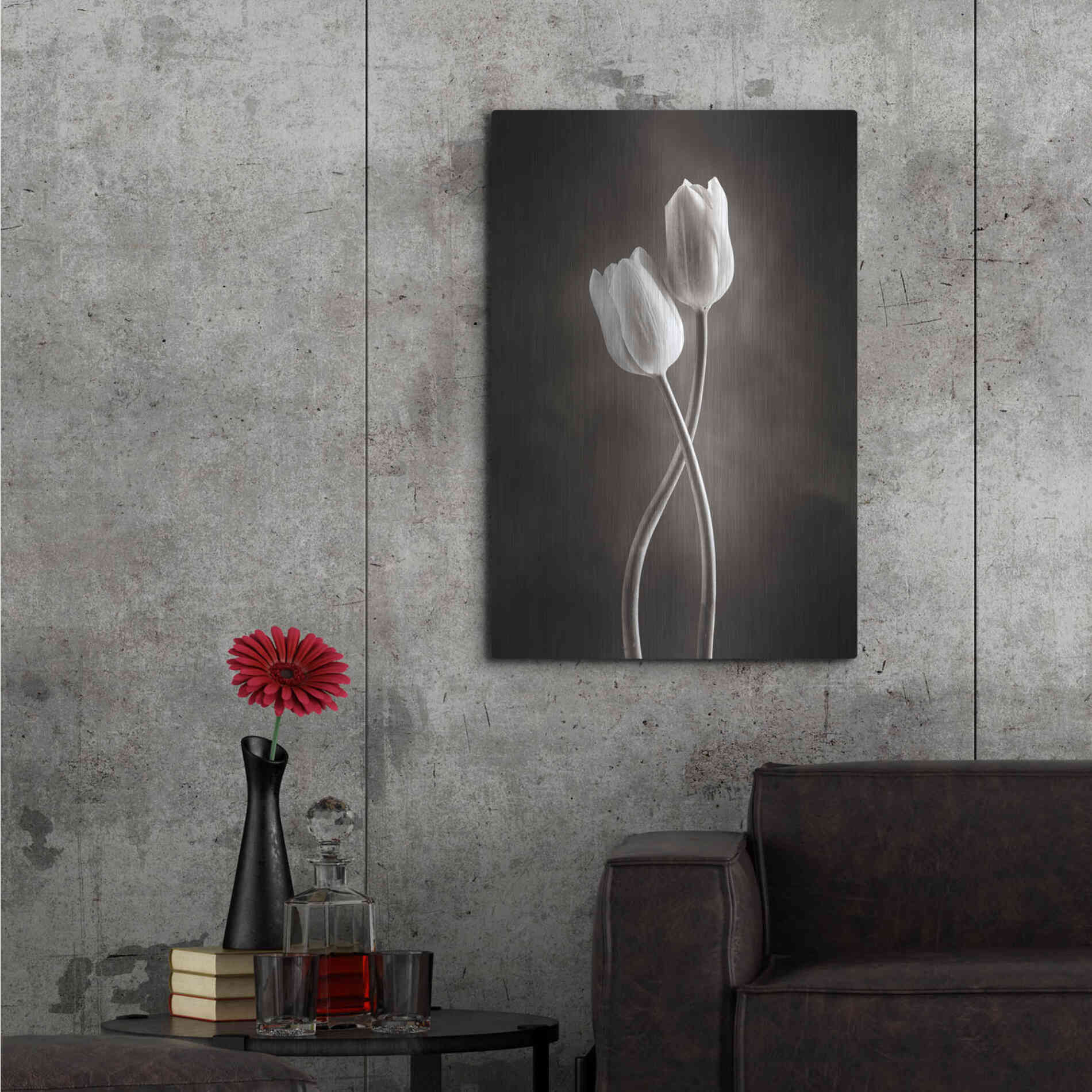 Luxe Metal Art 'Two Tone Tulips V' by Debra Van Swearingen, Metal Wall Art,24x36
