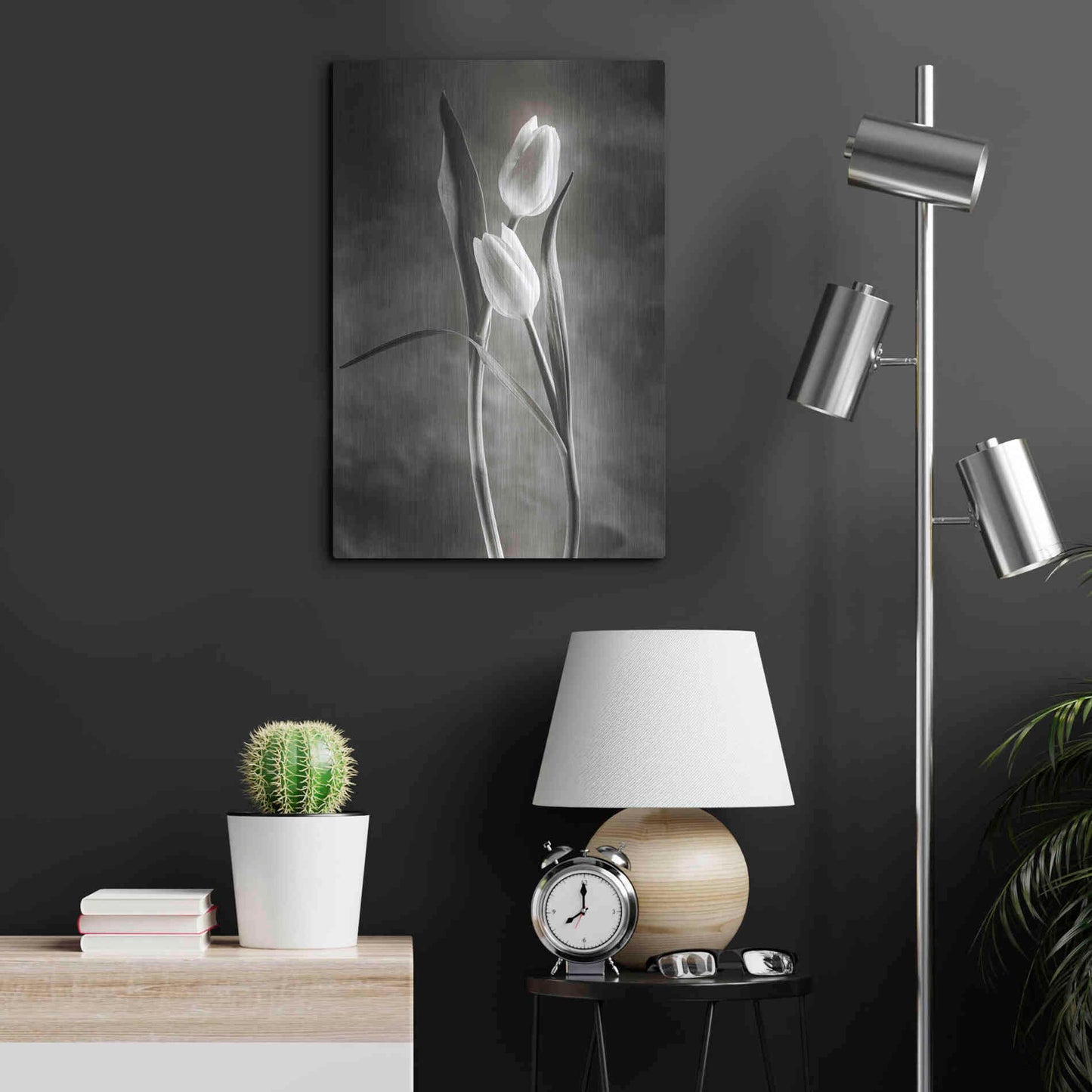 Luxe Metal Art 'Two Tone Tulips VI' by Debra Van Swearingen, Metal Wall Art,16x24