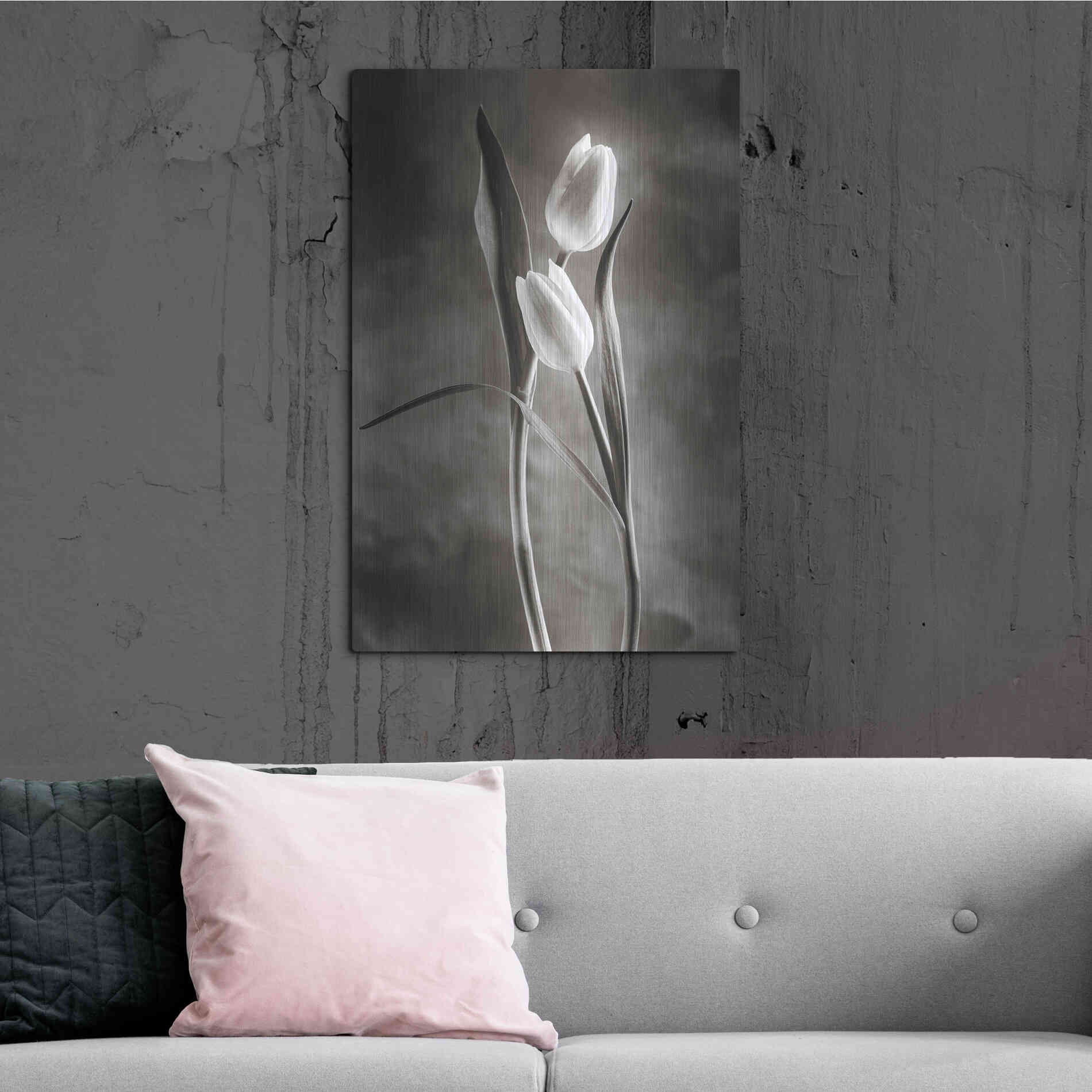 Luxe Metal Art 'Two Tone Tulips VI' by Debra Van Swearingen, Metal Wall Art,24x36