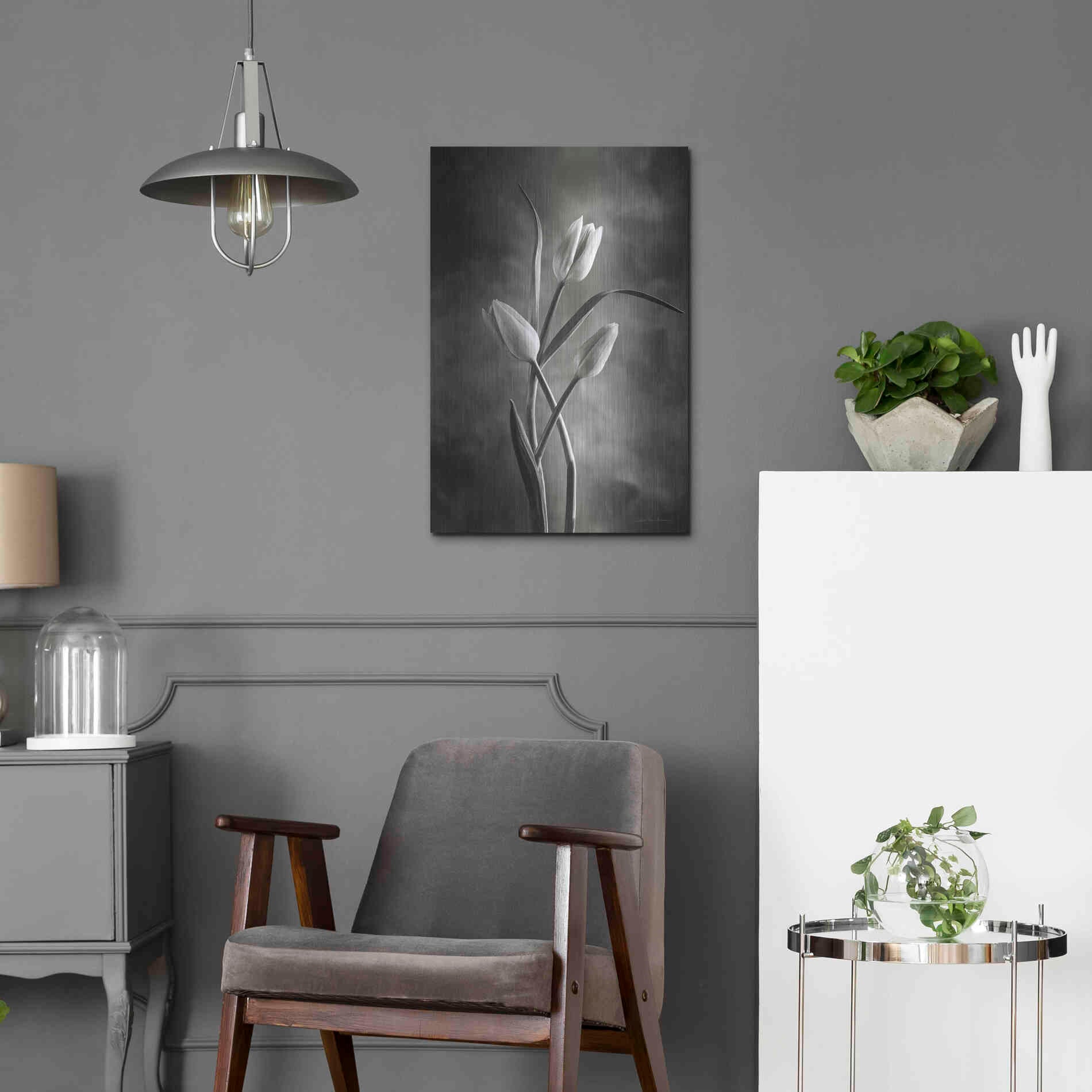 Luxe Metal Art 'Two Tone Tulips VII' by Debra Van Swearingen, Metal Wall Art,16x24