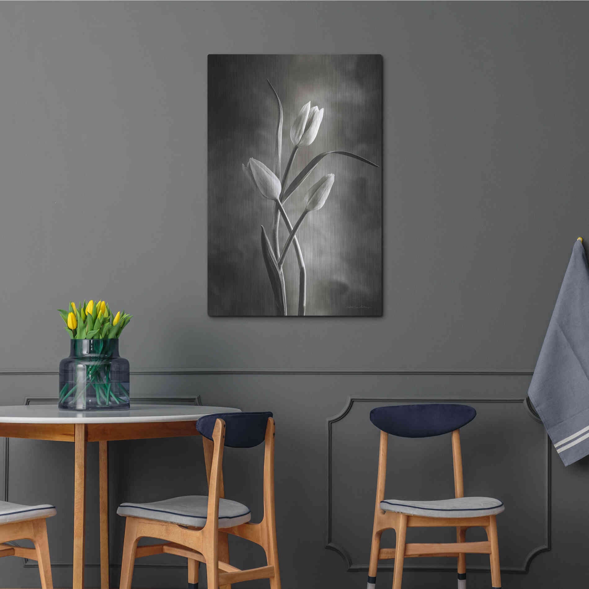 Luxe Metal Art 'Two Tone Tulips VII' by Debra Van Swearingen, Metal Wall Art,24x36
