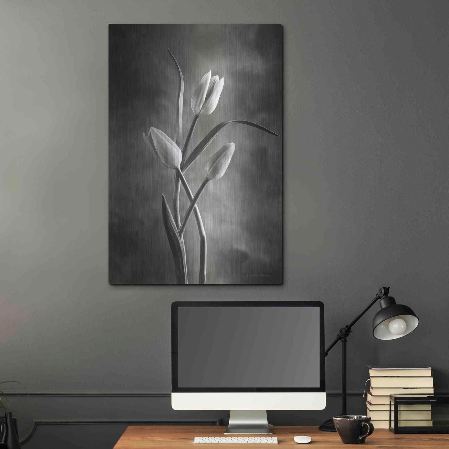 Luxe Metal Art 'Two Tone Tulips VII' by Debra Van Swearingen, Metal Wall Art,24x36
