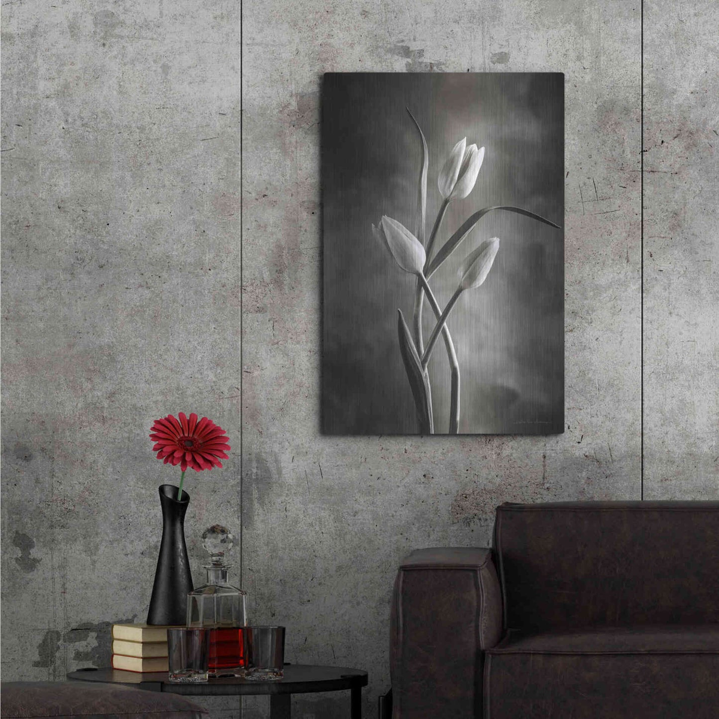 Luxe Metal Art 'Two Tone Tulips VII' by Debra Van Swearingen, Metal Wall Art,24x36